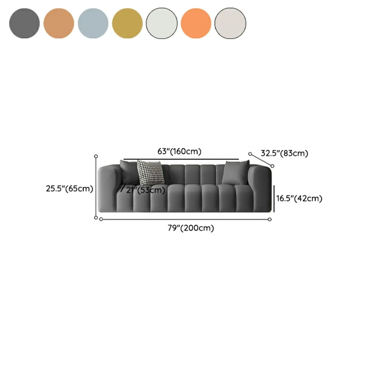 Beige Fabric Square Arm Pine Wood Frame Foam Fill Sofa Image - 36