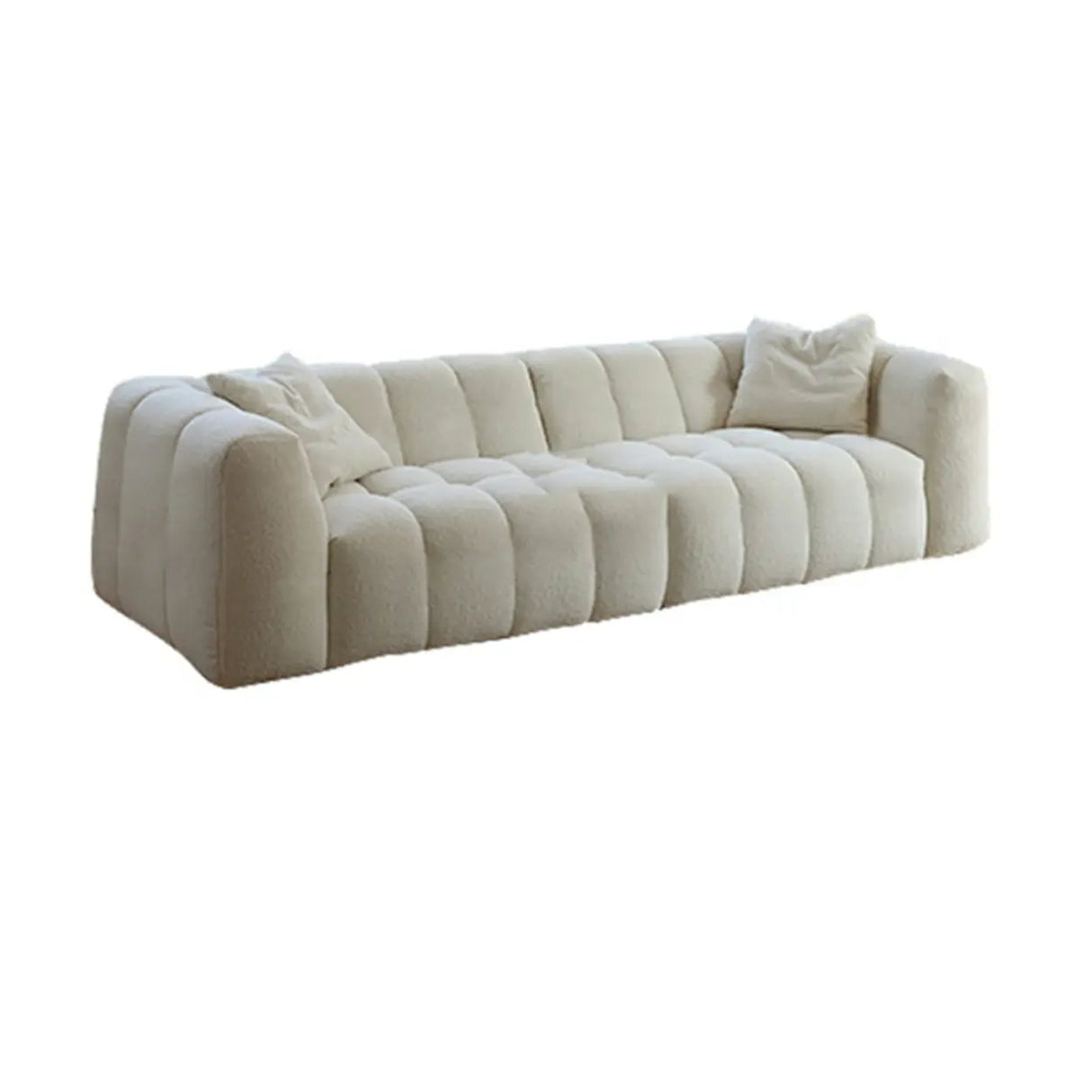 Beige Fabric Square Arm Pine Wood Frame Foam Fill Sofa Image - 9