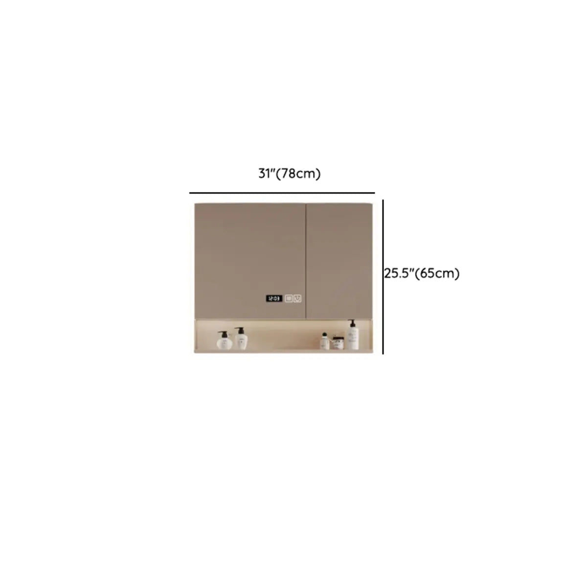 Beige Faucets and Sink LED Bathroom Vanity Set with Shelves Image - 18