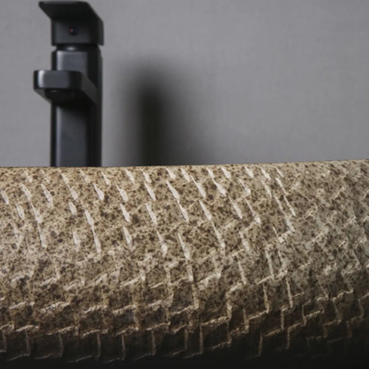 Beige Finish Hand Carved Oval Shape Ceramic Bowl Sinks Image - 12