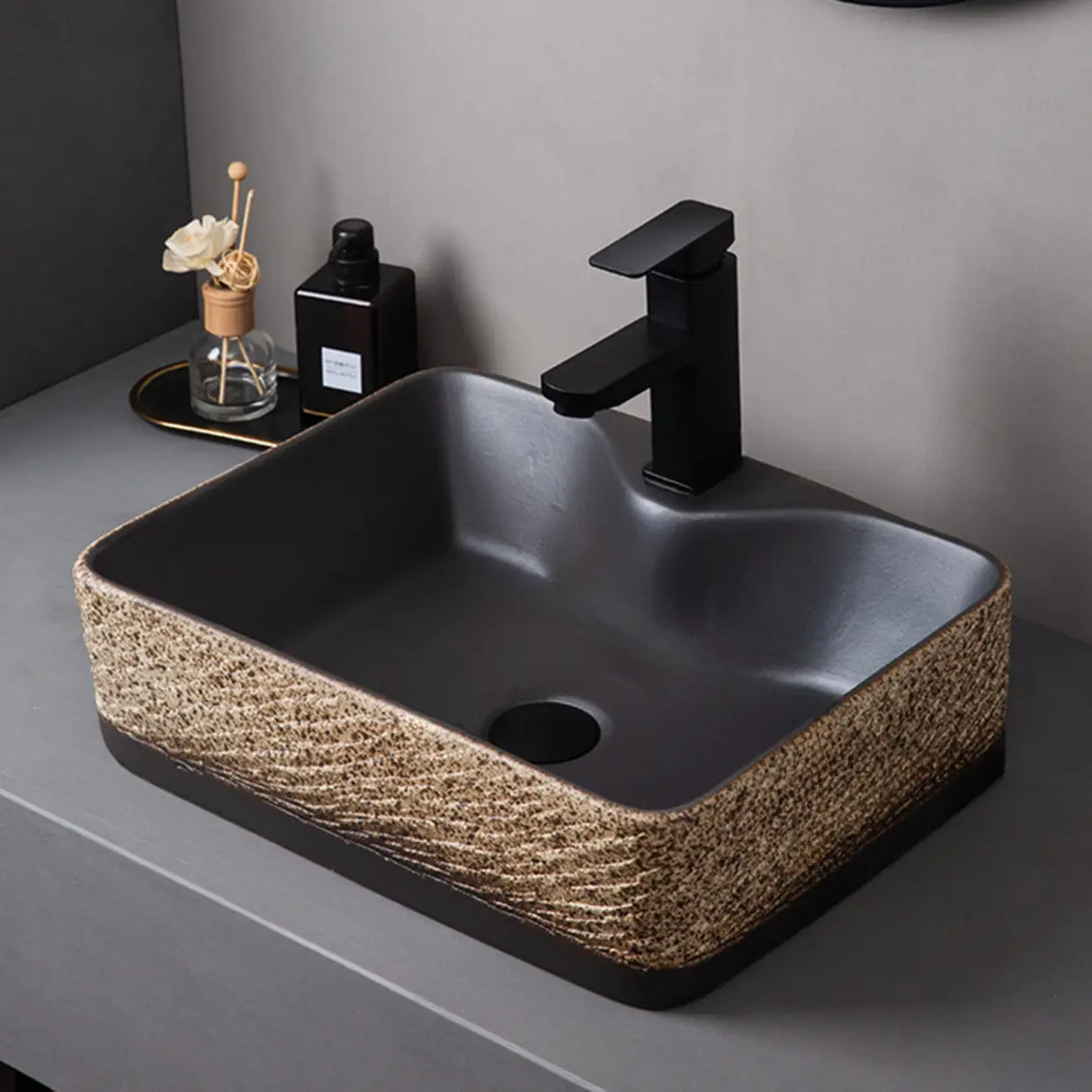 Beige Finish Hand Carved Oval Shape Ceramic Bowl Sinks Image - 19