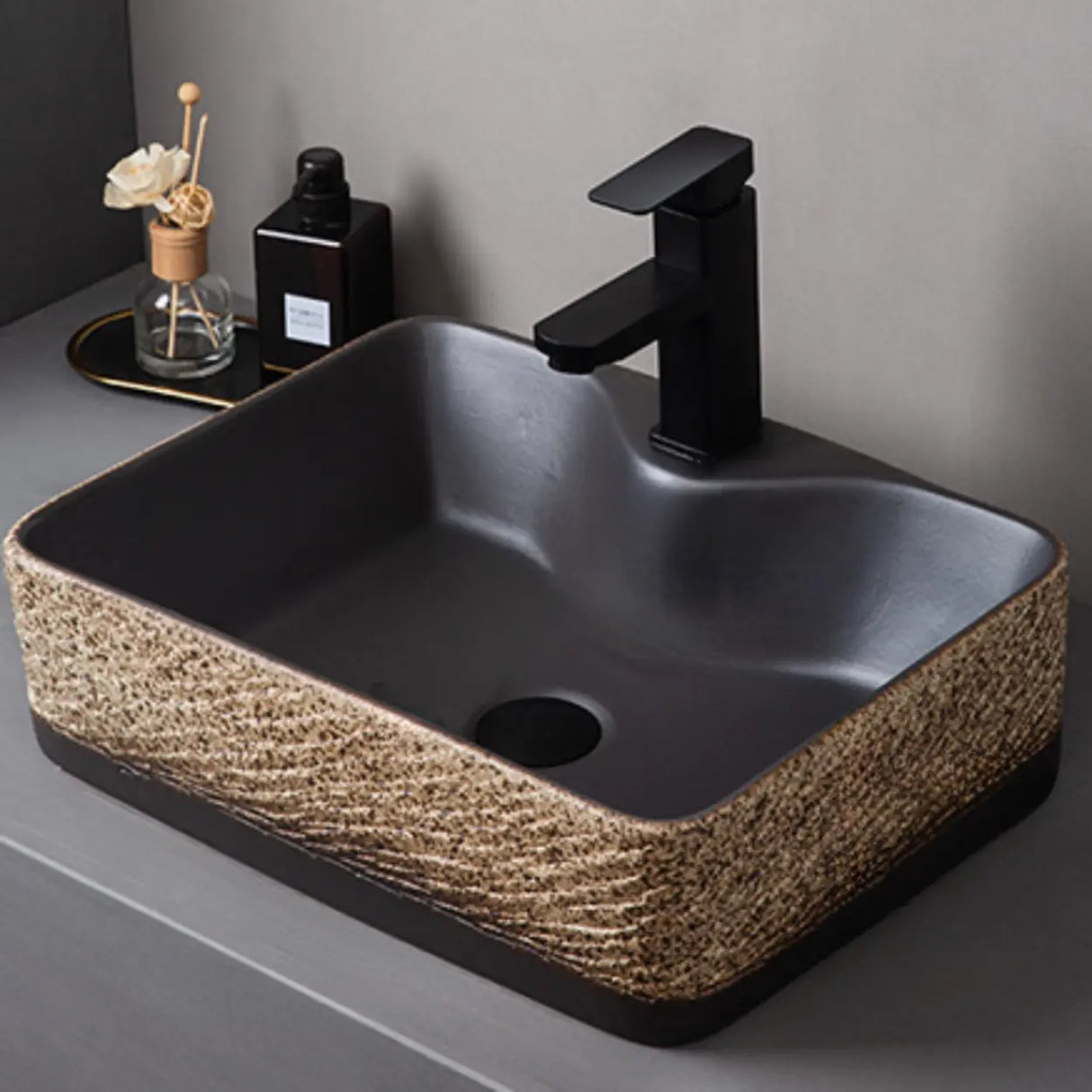 Beige Finish Hand Carved Oval Shape Ceramic Bowl Sinks Image - 21