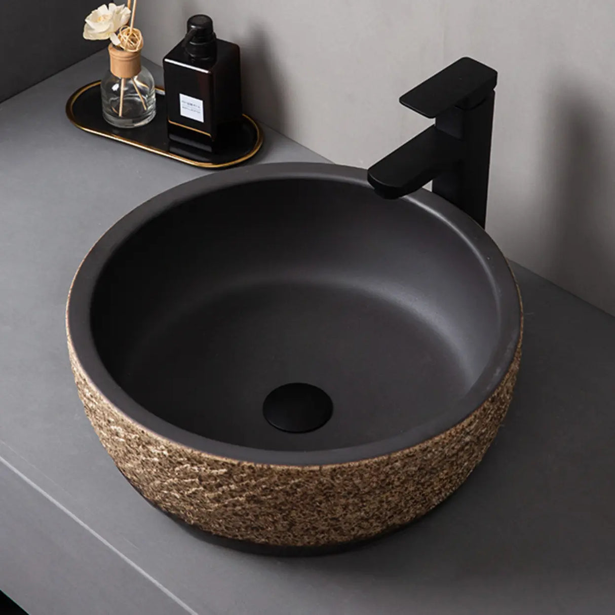 Beige Finish Hand Carved Oval Shape Ceramic Bowl Sinks Image - 23