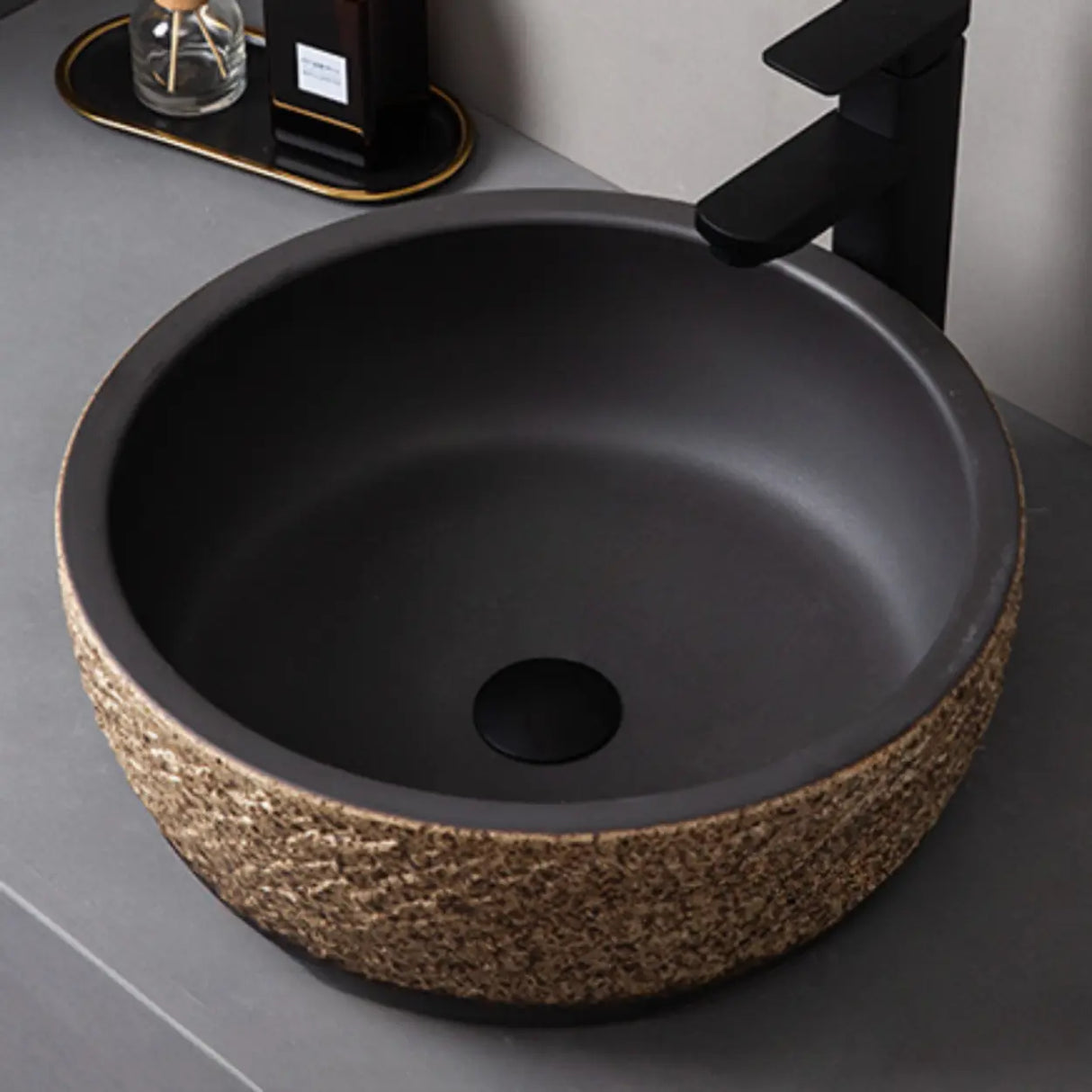 Beige Finish Hand Carved Oval Shape Ceramic Bowl Sinks Image - 24