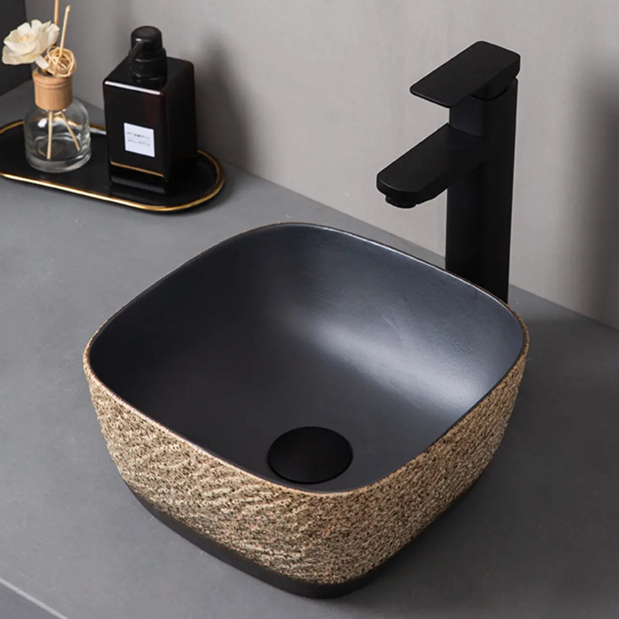 Beige Finish Hand Carved Oval Shape Ceramic Bowl Sinks Image - 27