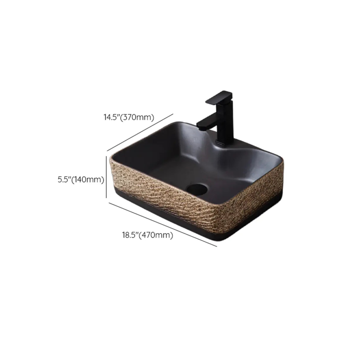 Beige Finish Hand Carved Oval Shape Ceramic Bowl Sinks Image - 46