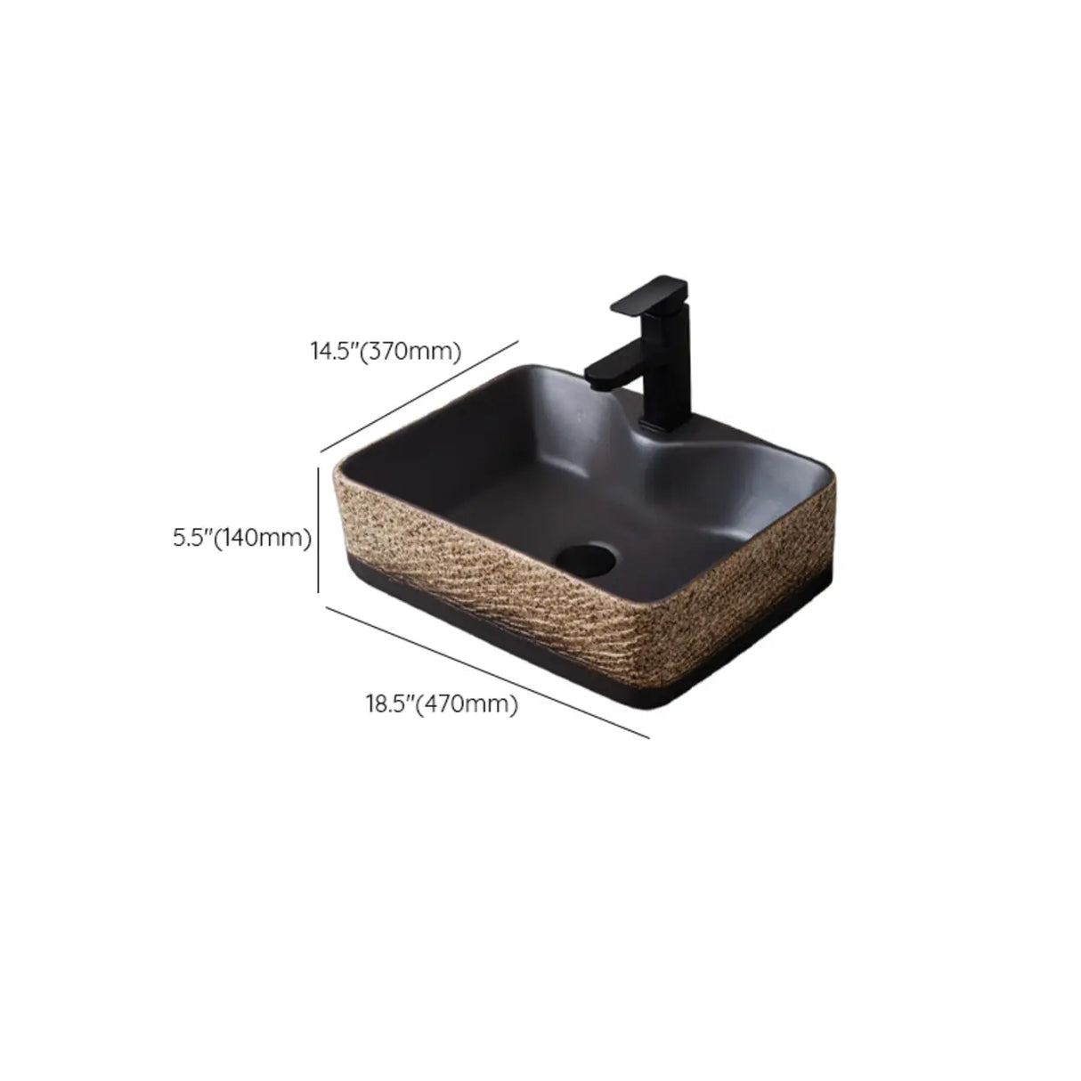 Beige Finish Hand Carved Oval Shape Ceramic Bowl Sinks Image - 35