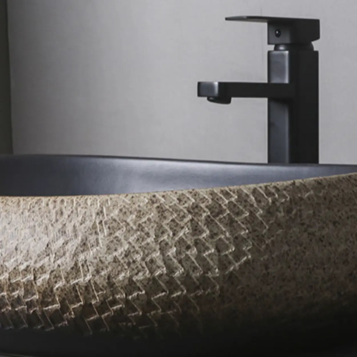 Beige Finish Hand Carved Oval Shape Ceramic Bowl Sinks Image - 7