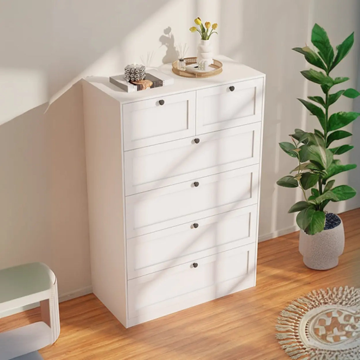 Beige Finish Metal Narrow Length Dresser for Drawers Image - 11