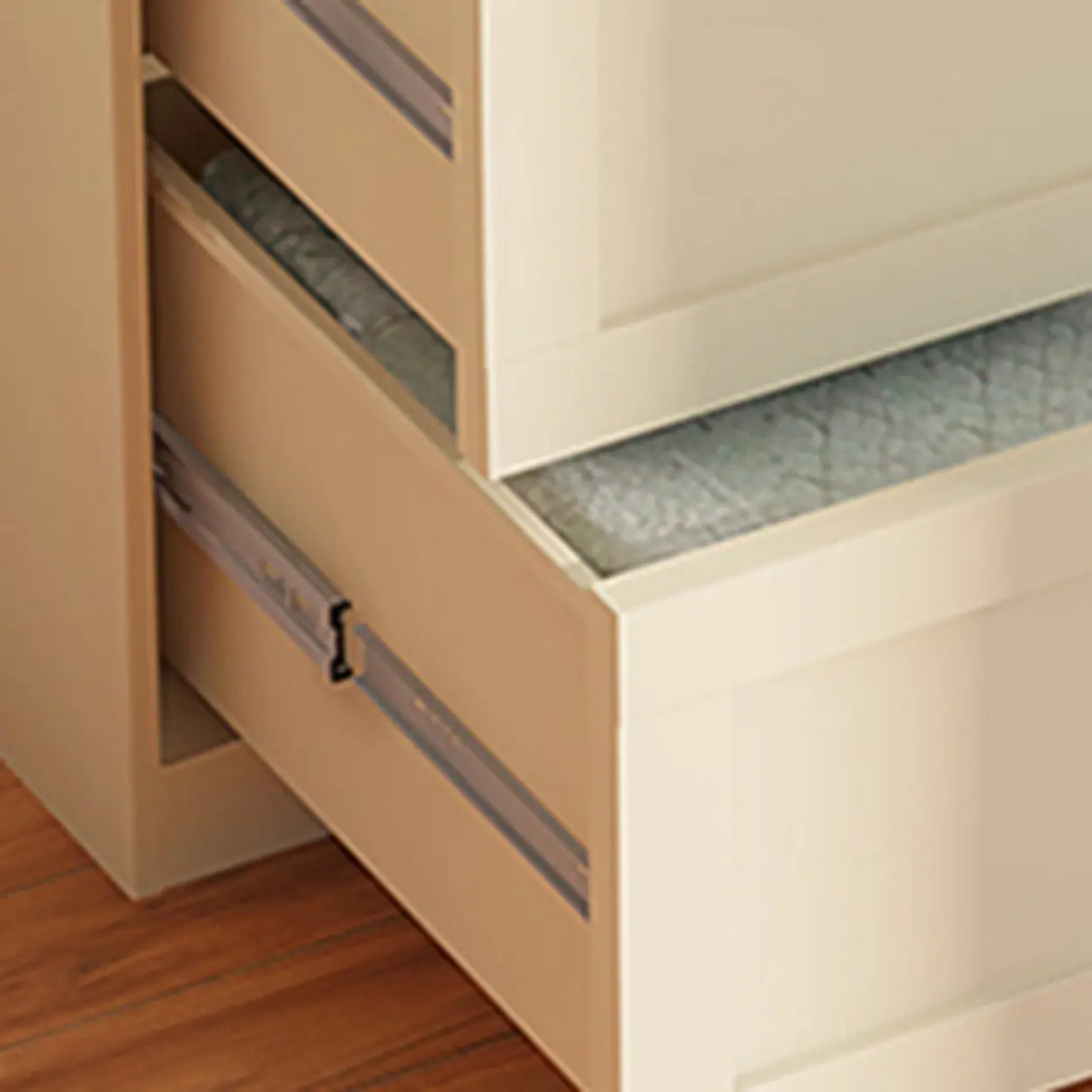 Beige Finish Metal Narrow Length Dresser for Drawers Image - 12