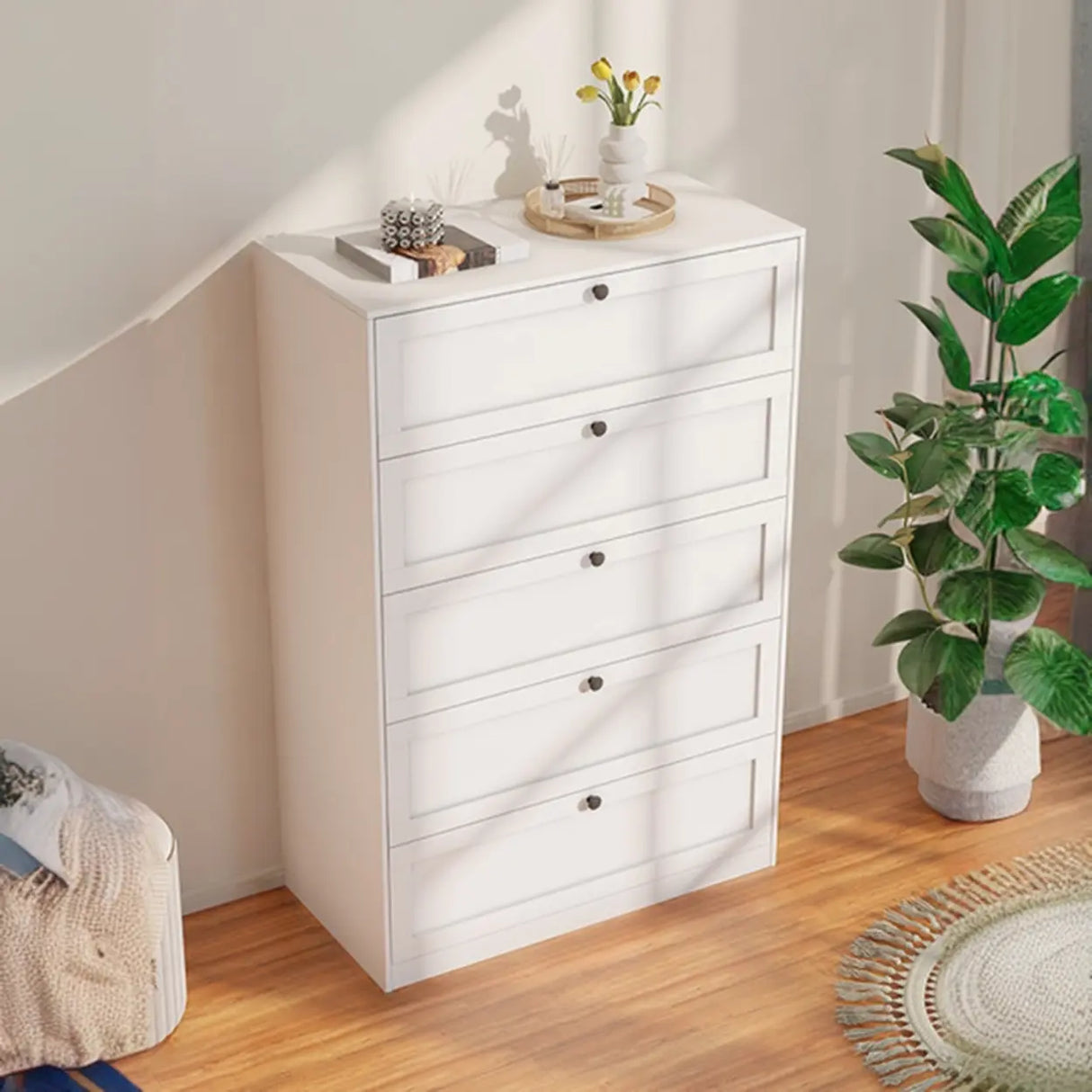 Beige Finish Metal Narrow Length Dresser for Drawers Image - 13