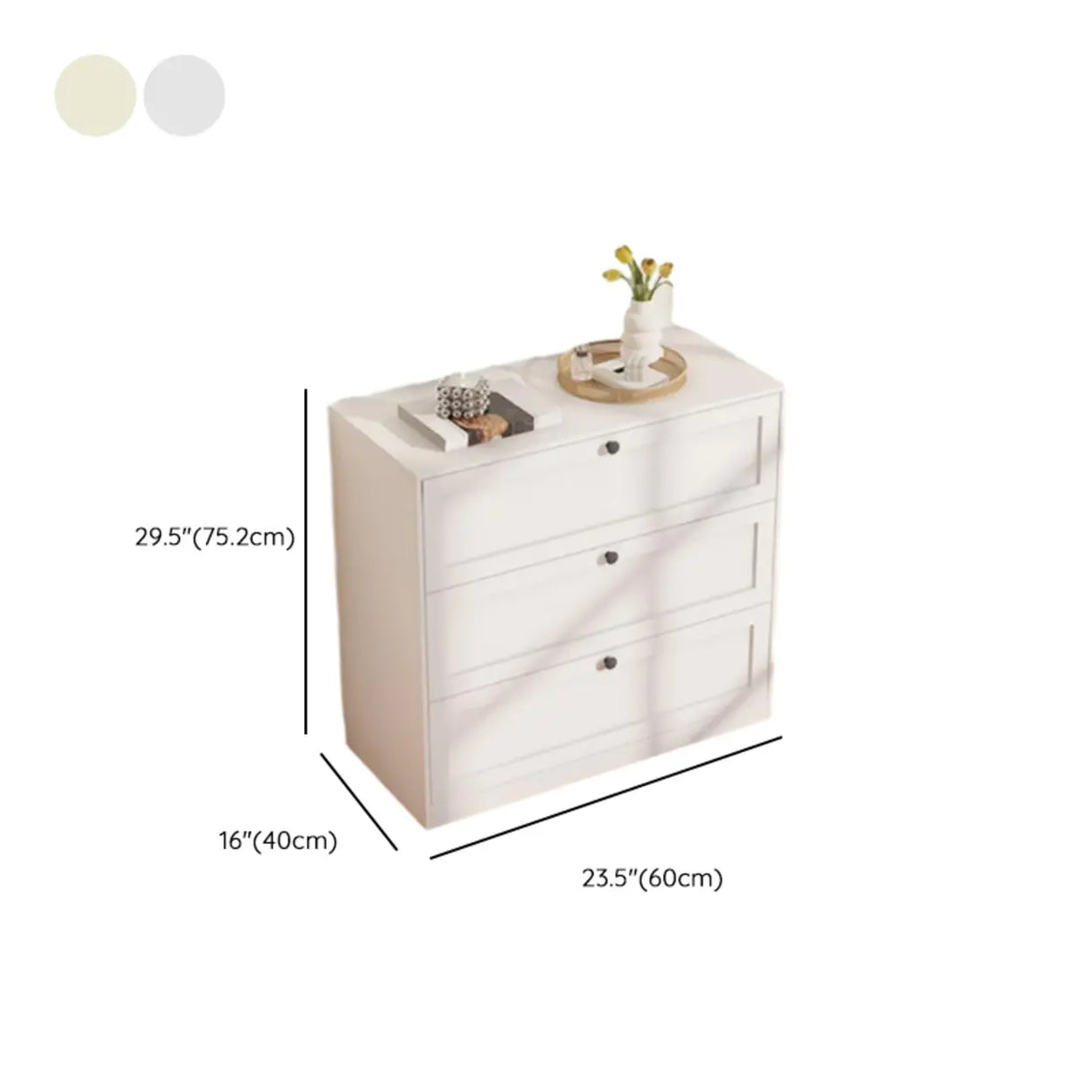 Beige Finish Metal Narrow Length Dresser for Drawers