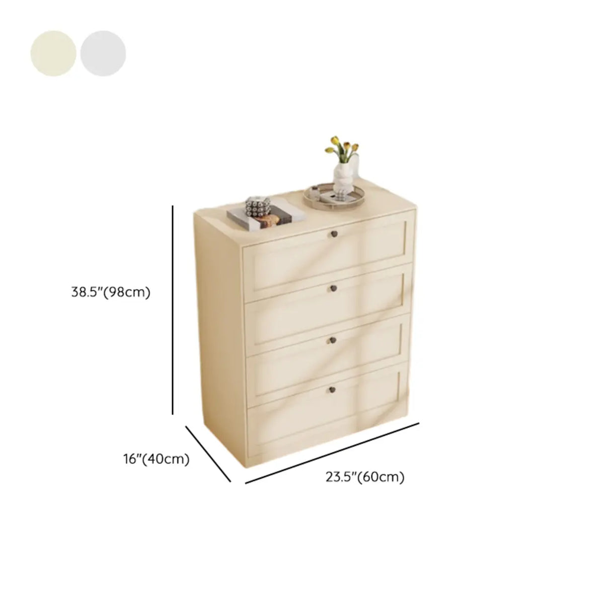 Beige Finish Metal Narrow Length Dresser for Drawers Image - 23