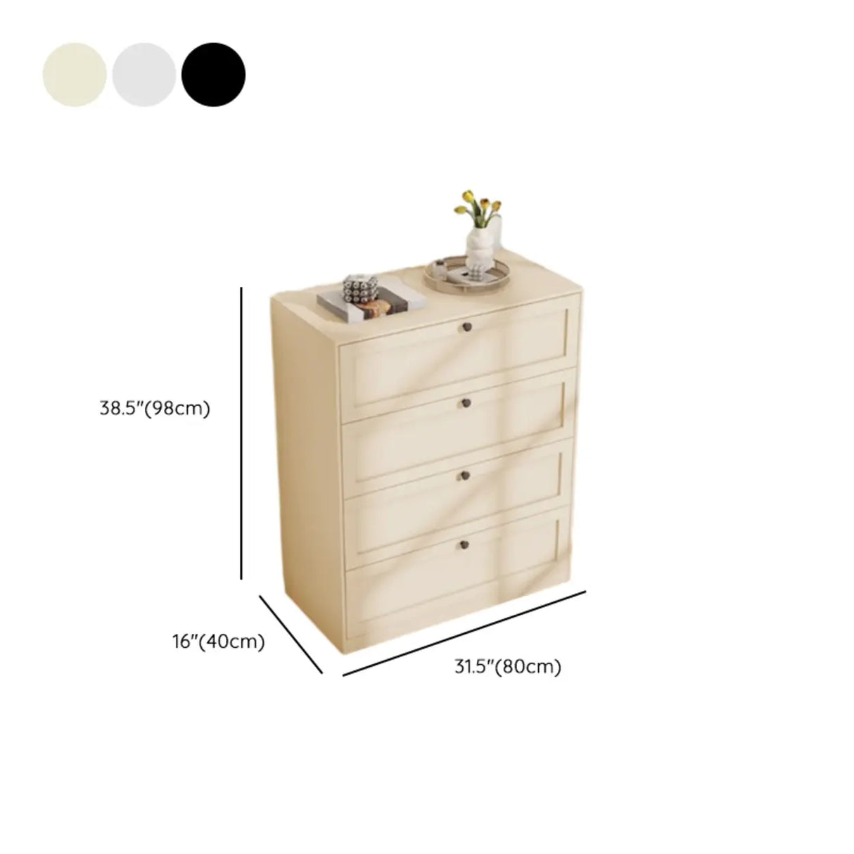 Beige Finish Metal Narrow Length Dresser for Drawers Image - 24