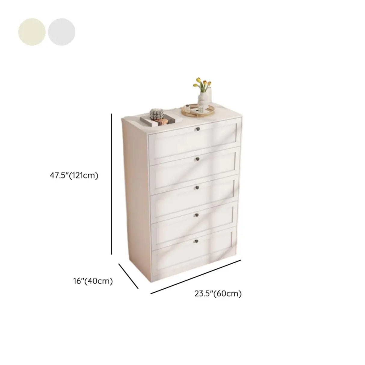 Beige Finish Metal Narrow Length Dresser for Drawers Image - 25
