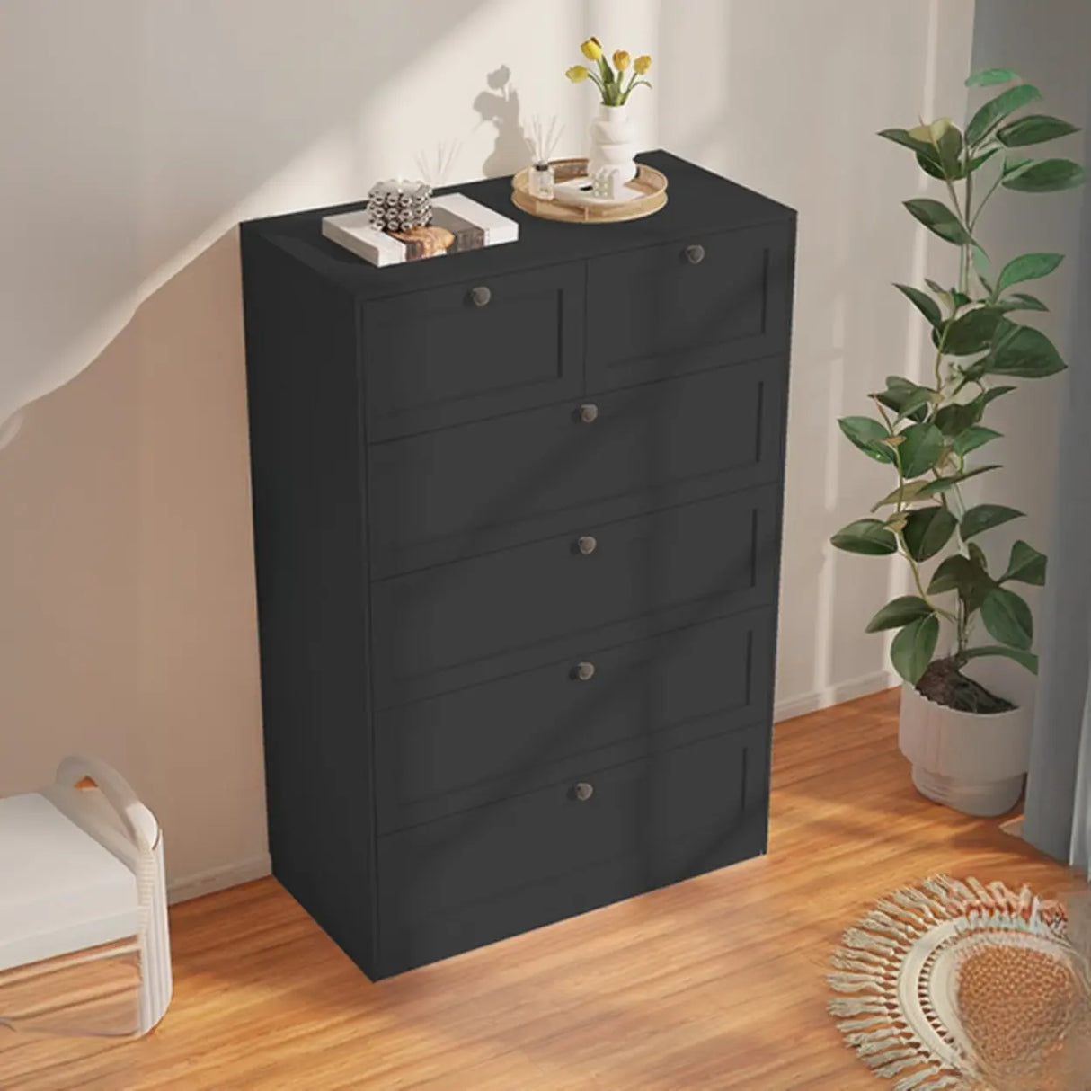 Beige Finish Metal Narrow Length Dresser for Drawers Image - 2