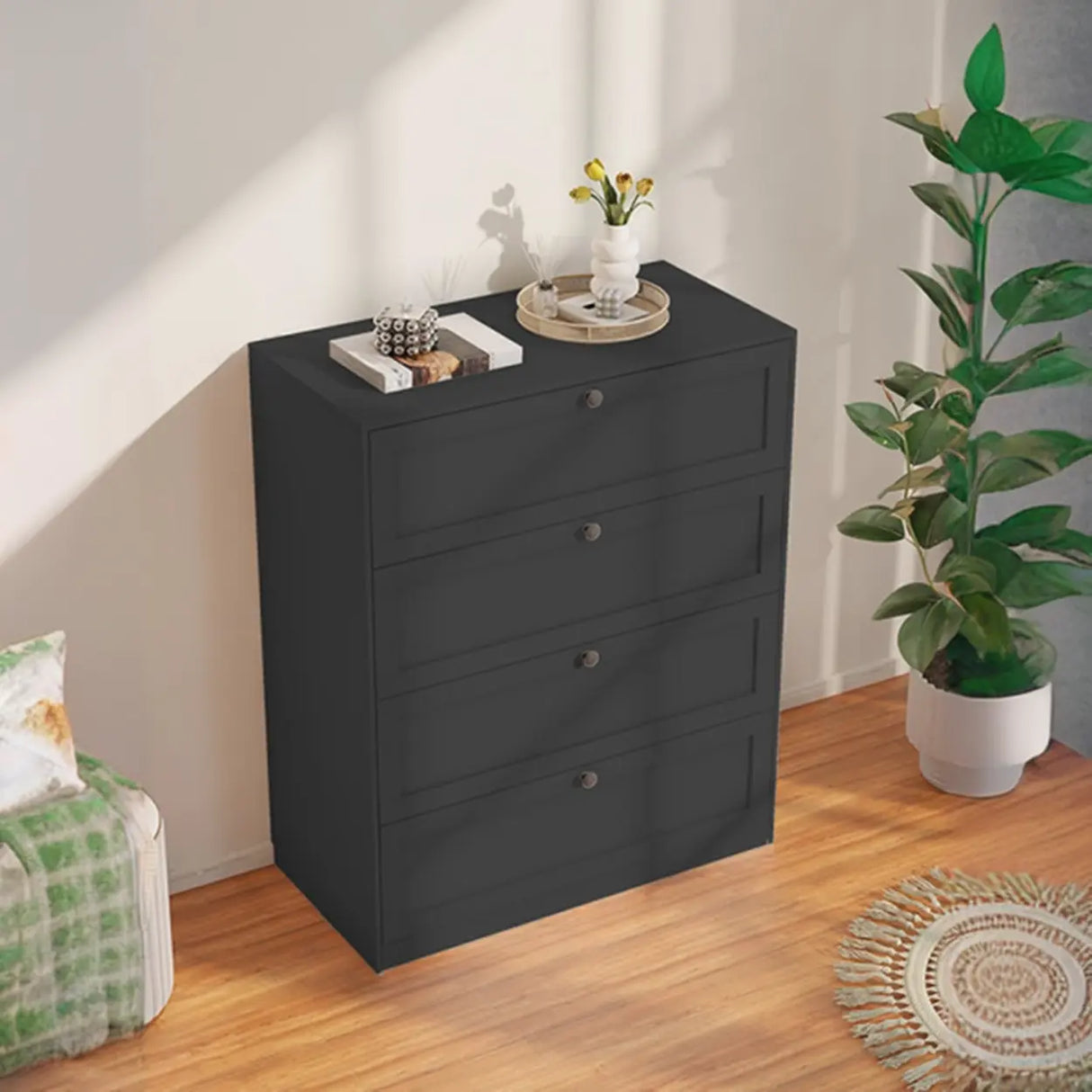 Beige Finish Metal Narrow Length Dresser for Drawers Image - 6