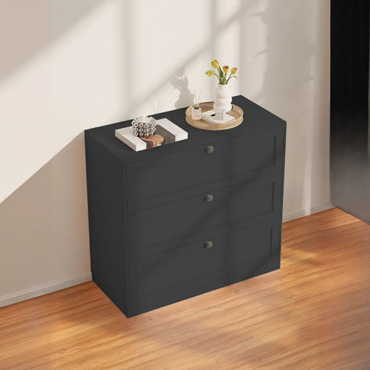 Beige Finish Metal Narrow Length Dresser for Drawers Image - 7