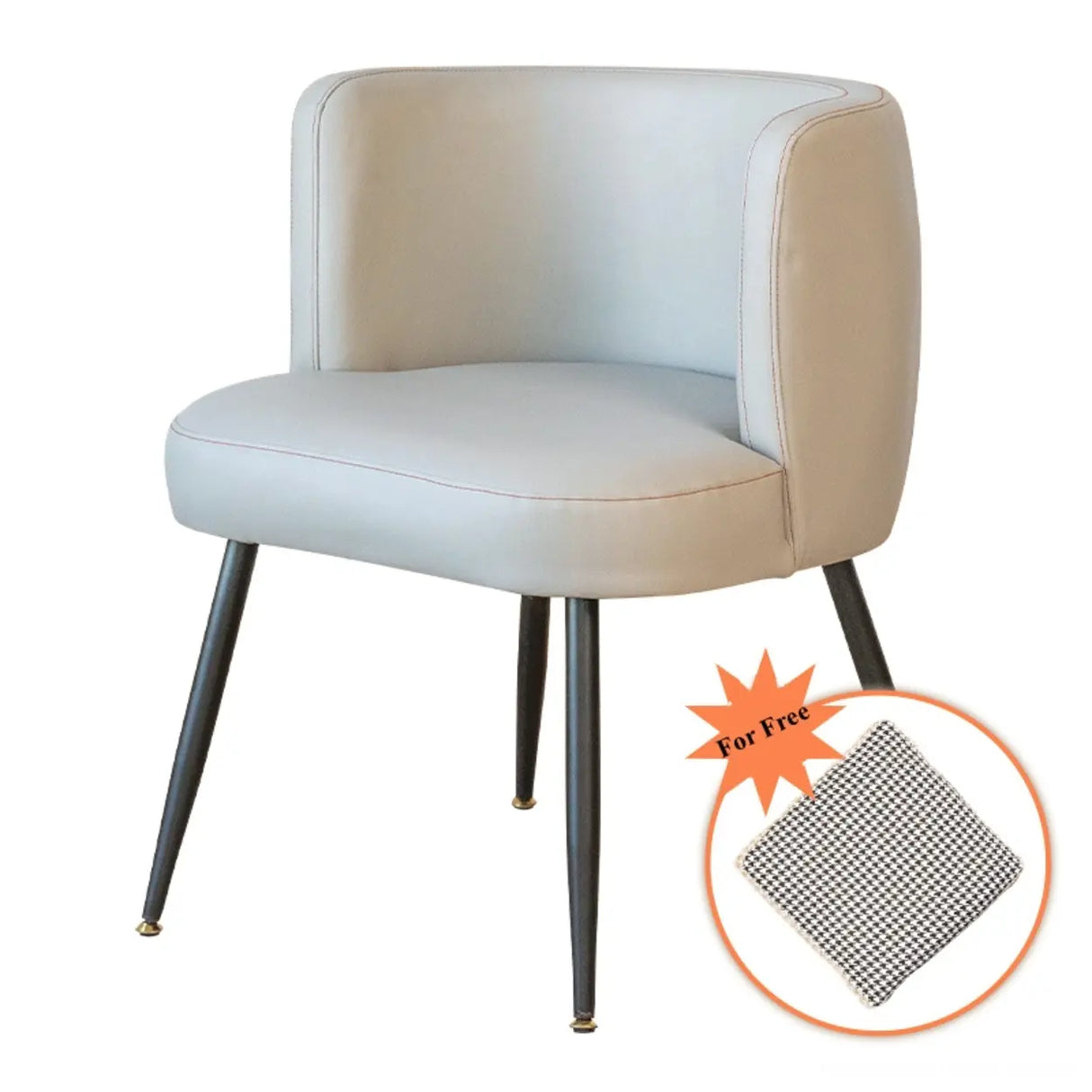 Beige Fixed Back Wood Four Legs Arm Chair with Pillow Image - 4