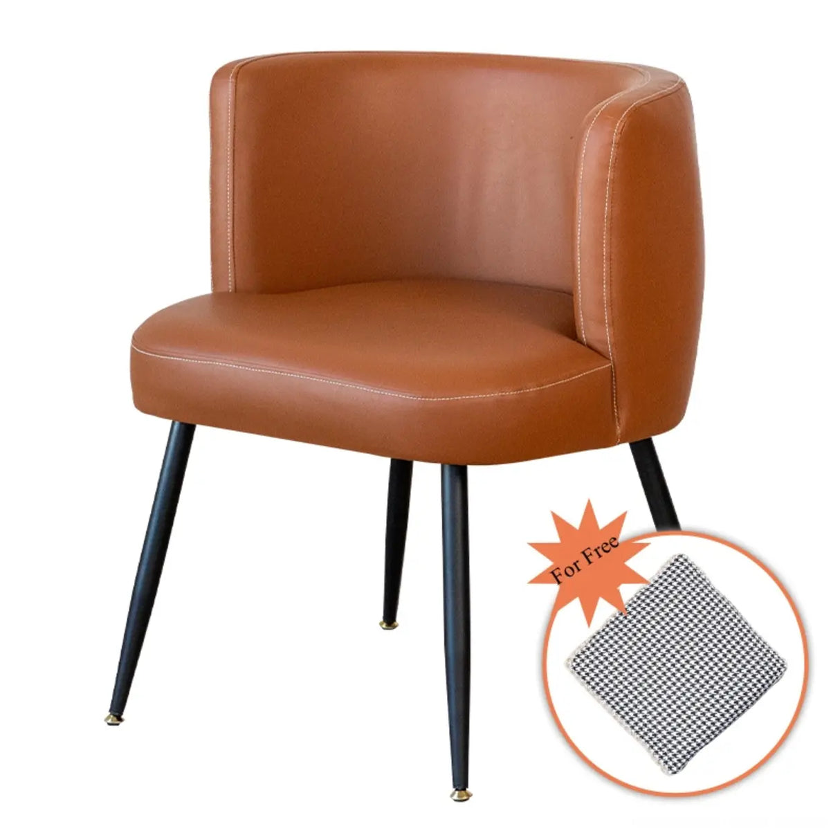 Beige Fixed Back Wood Four Legs Arm Chair with Pillow Image - 6