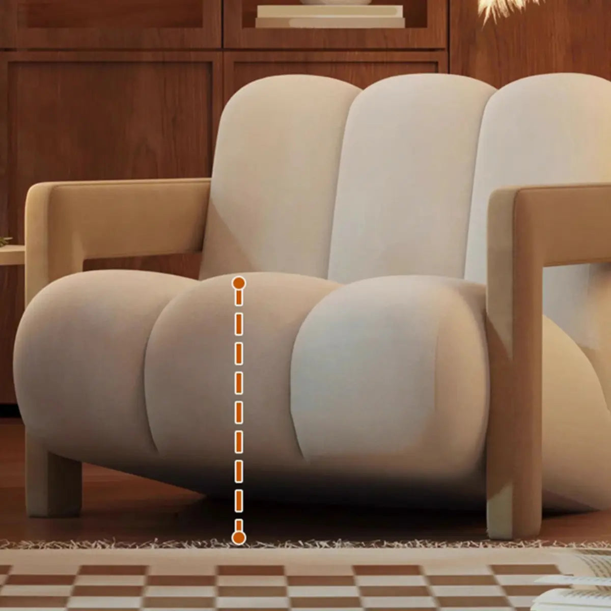 Beige-Khaki Scratch Resistant Flannel Lounge Chair Image - 16