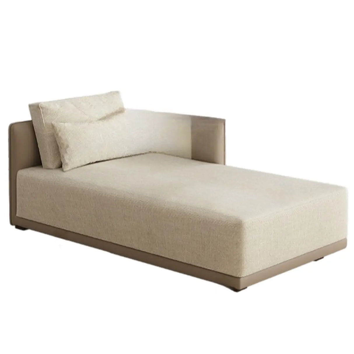 Beige Large Rectangular Reclining Fabric Lounger Sofa Image - 10