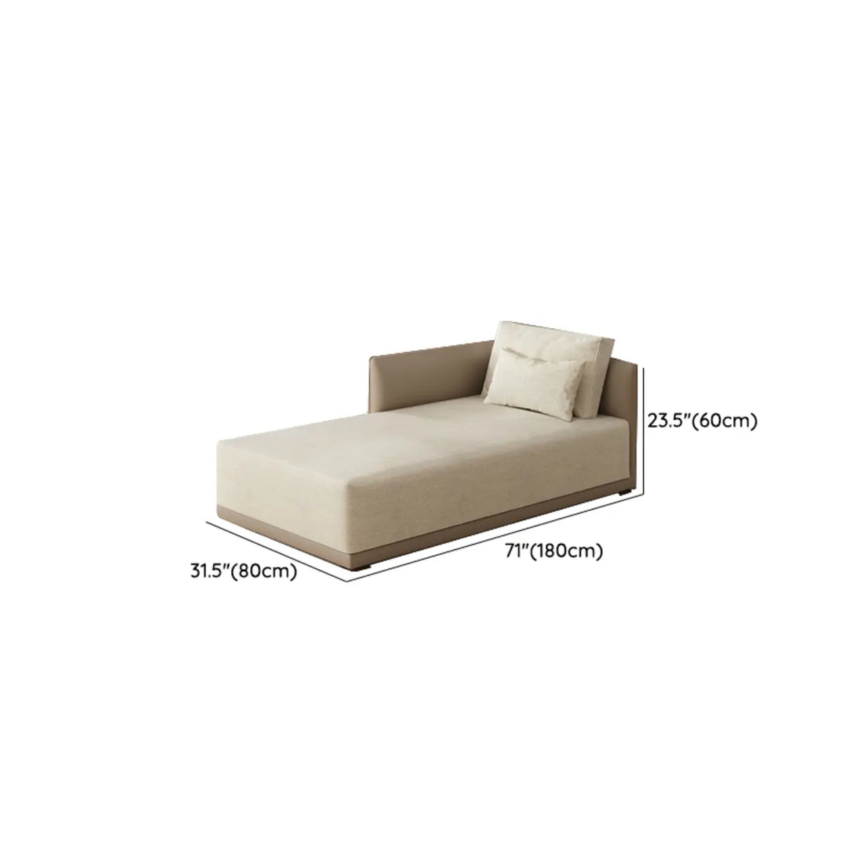Beige Large Rectangular Reclining Fabric Lounger Sofa Image - 14