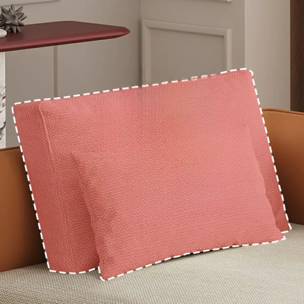 Beige Large Rectangular Reclining Fabric Lounger Sofa Image - 4