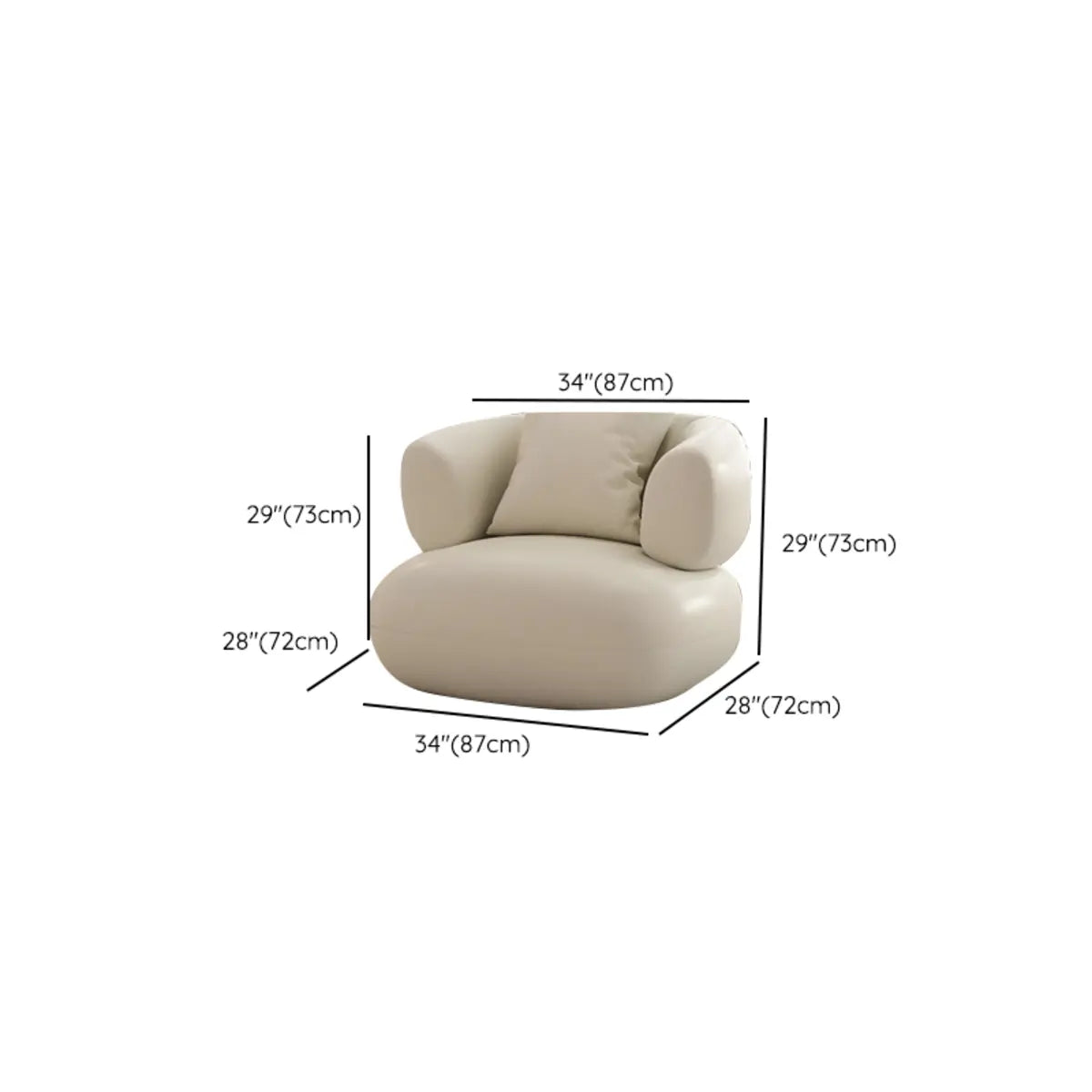 Beige Leather Pine Wood Frame Curved Corner Sectional