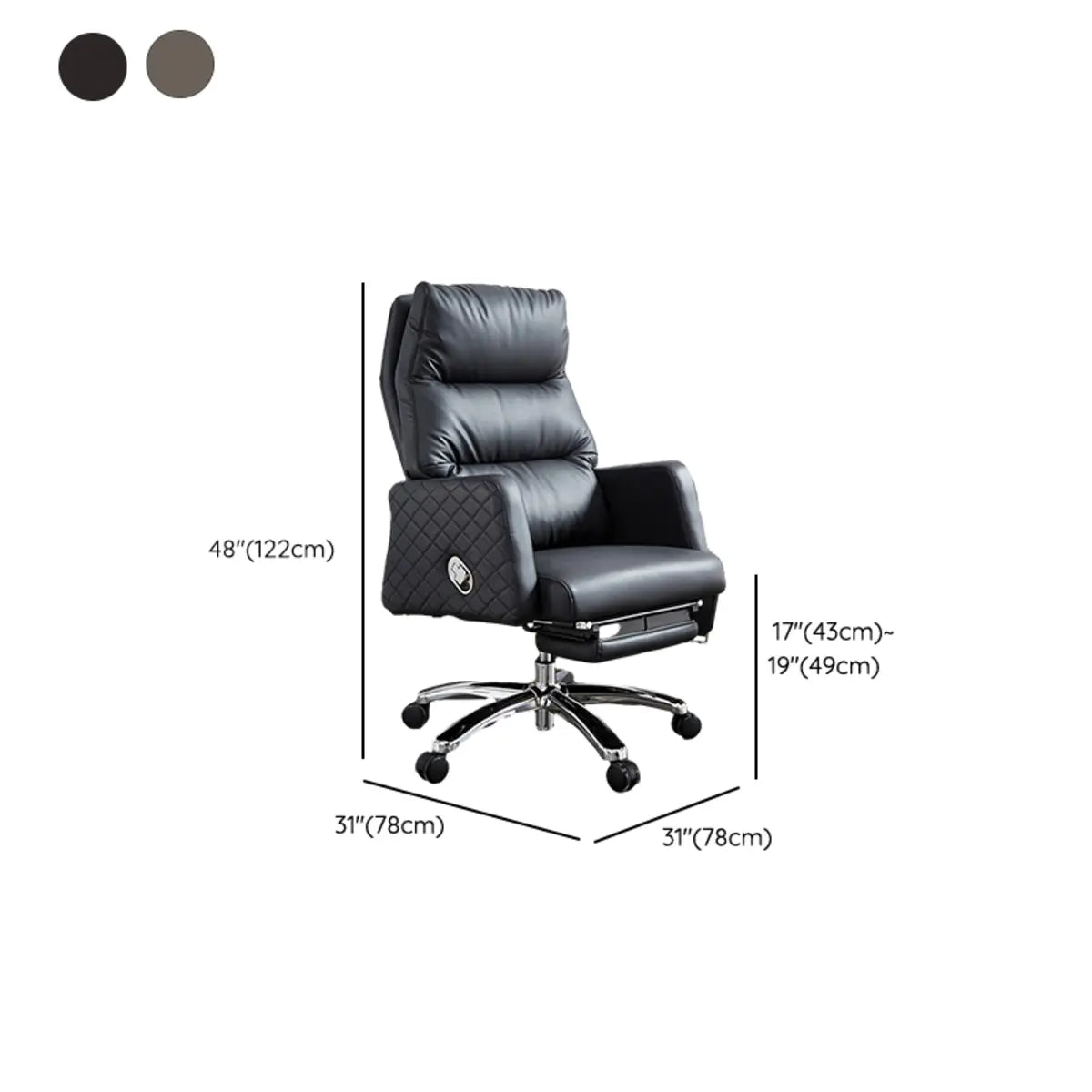 Beige Leather Reclining Executive Office Chair with Ottoman