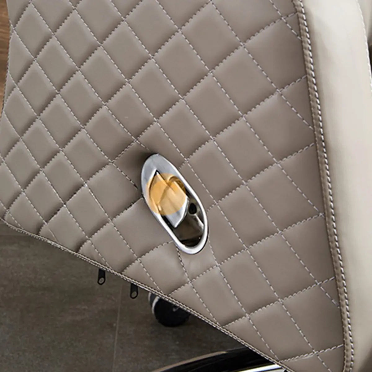 Beige Leather Reclining Executive Office Chair with Ottoman Image - 6