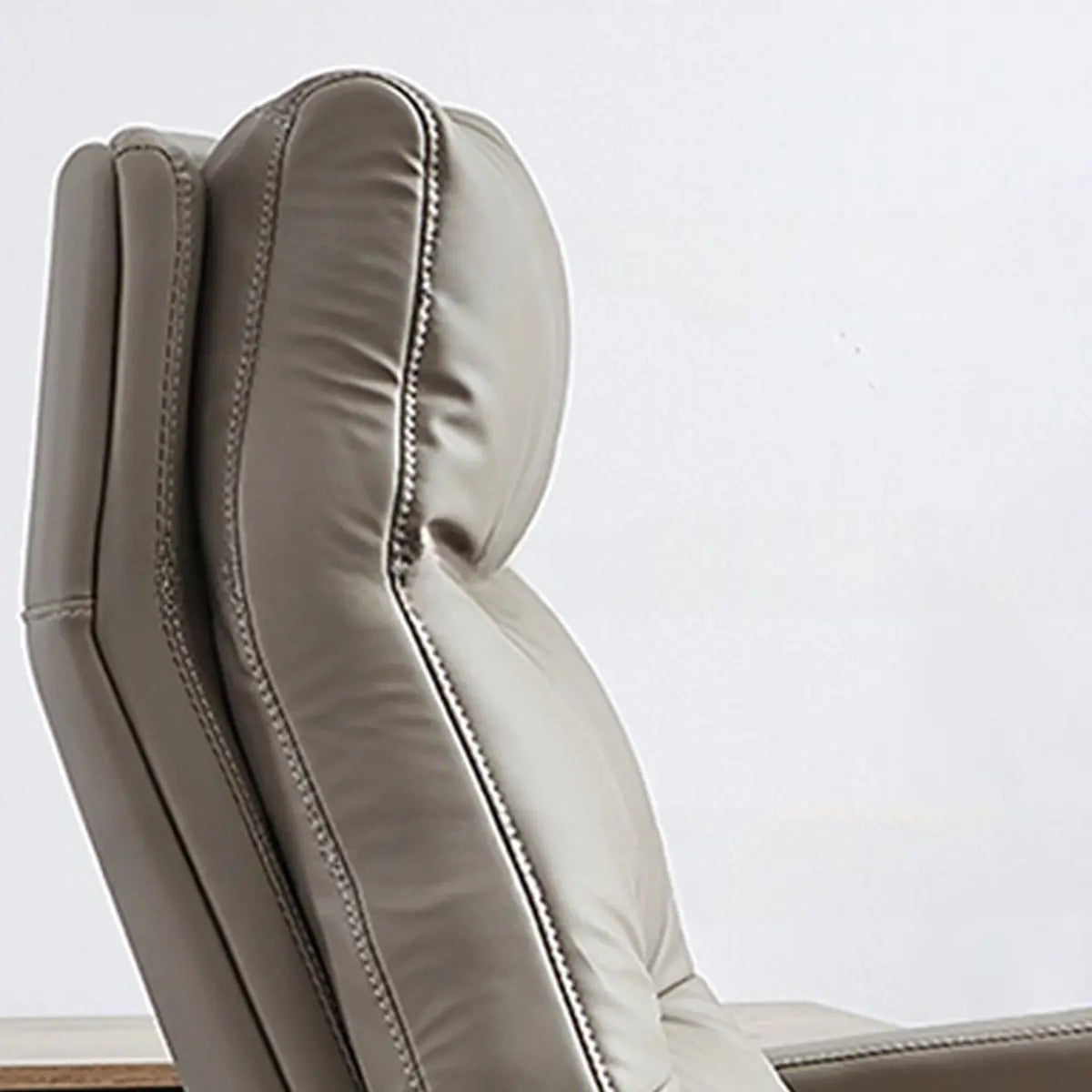 Beige Leather Reclining Executive Office Chair with Ottoman Image - 8