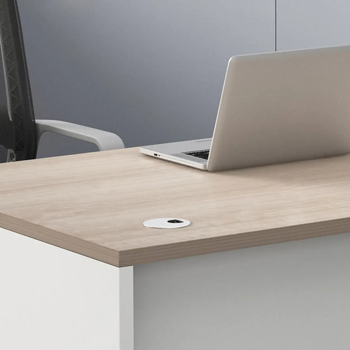 Beige Manufactured Wood Drawers Cabinet Computer Desk Image - 7