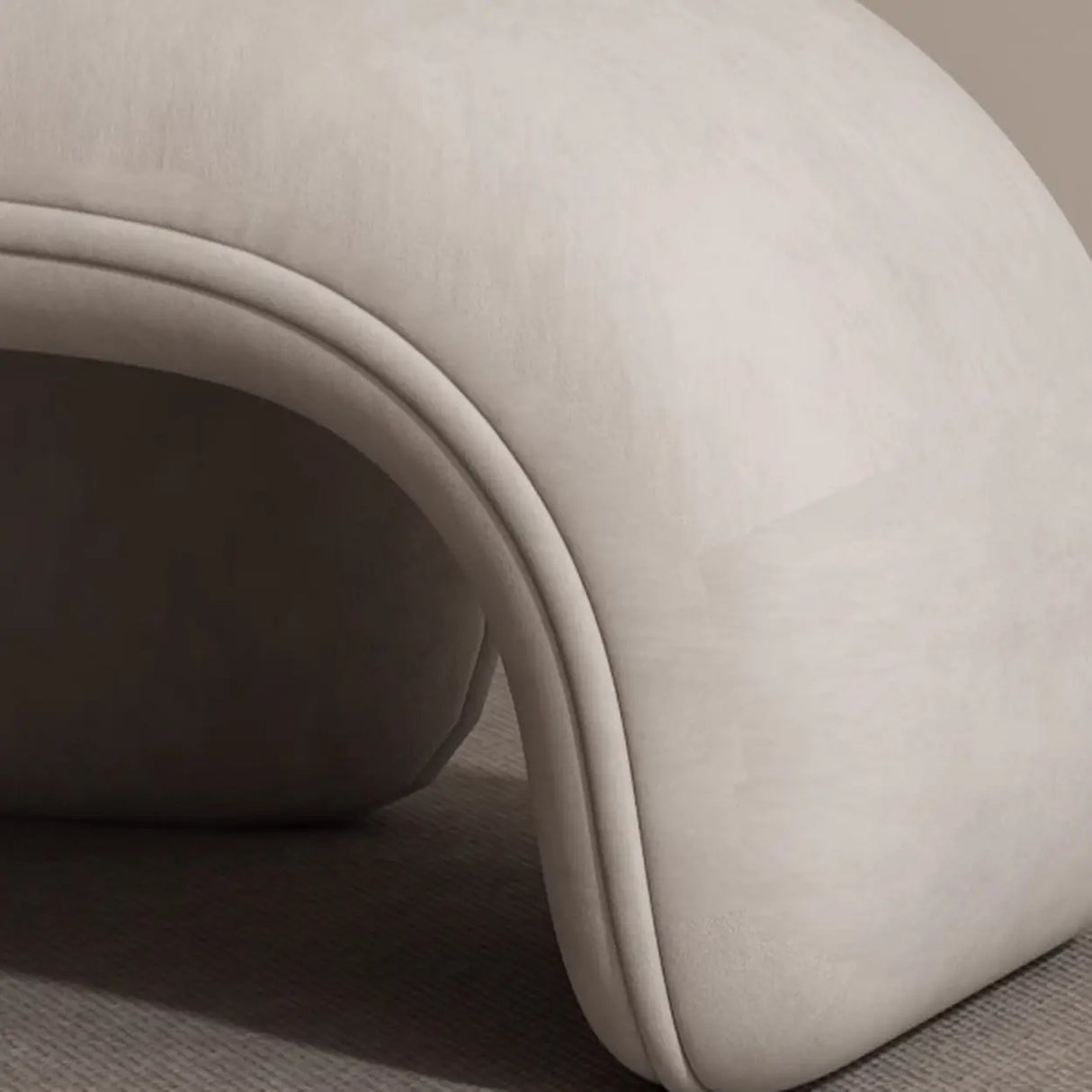 Beige Medium Curved Flannel Chaise Lounge Sofa with Arm Image - 15