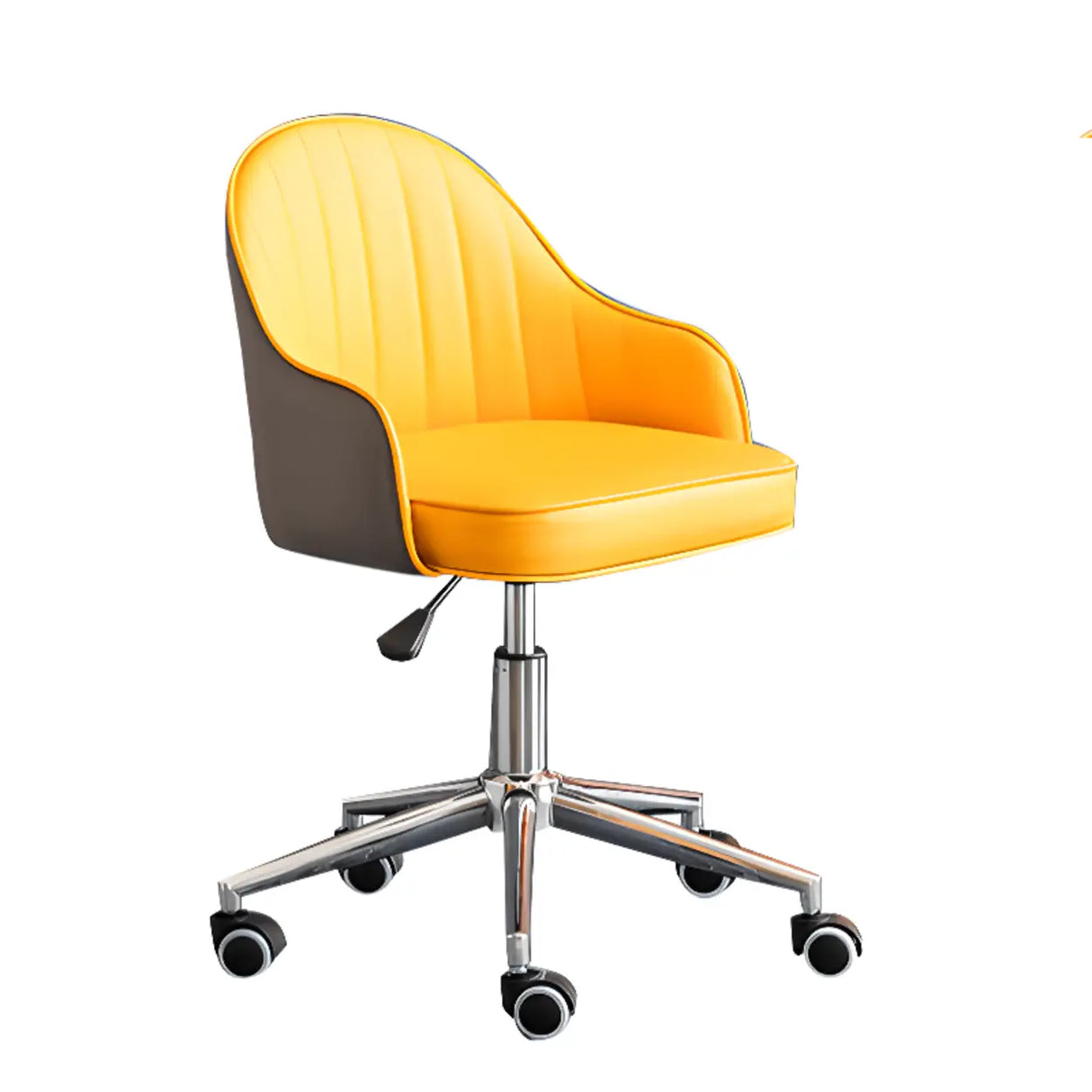 Beige Modish Swivel Curved Leather Low-Back Office Chair Image - 6