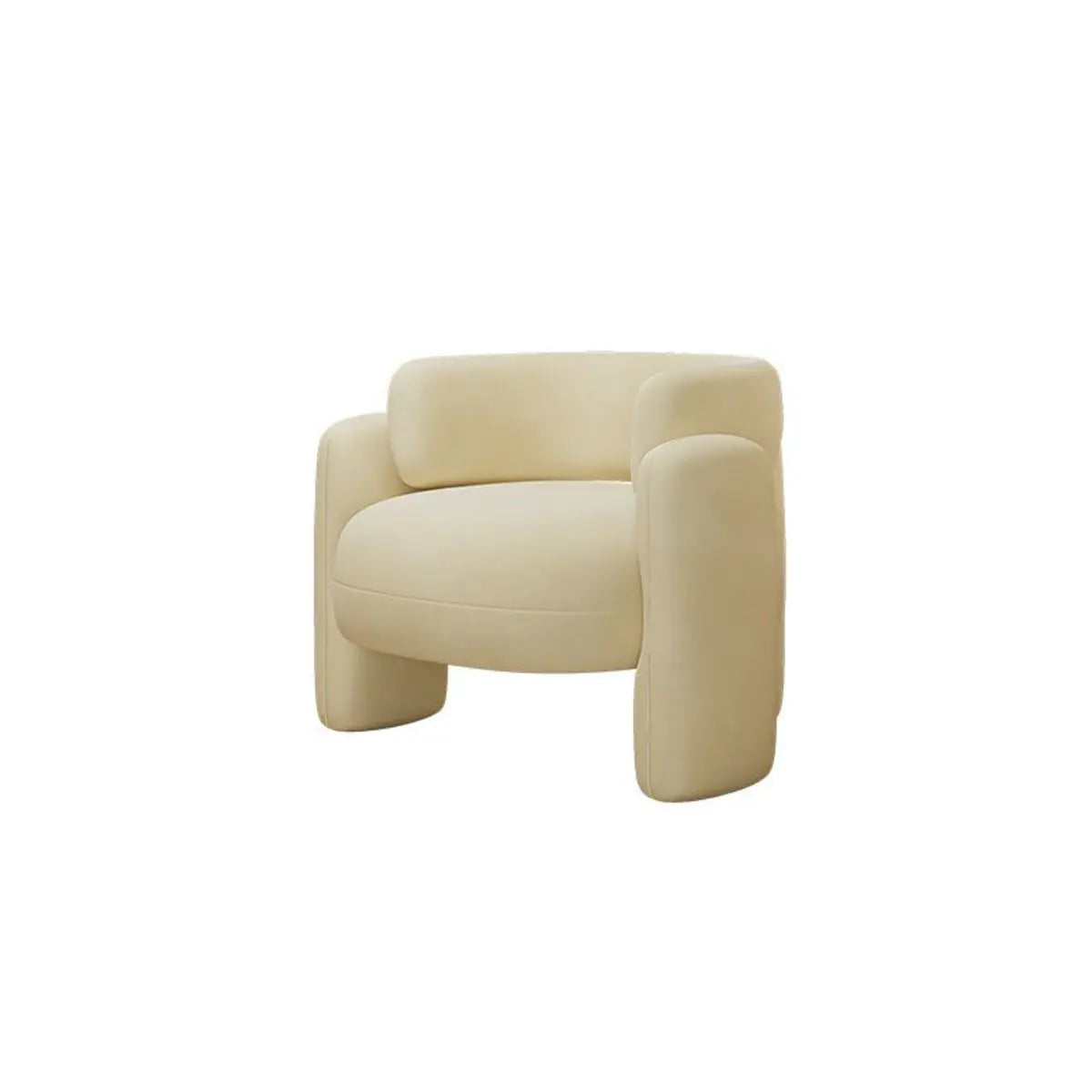 Beige Orange Frosted Velvet Fixed Back Arm Chair Image - 2
