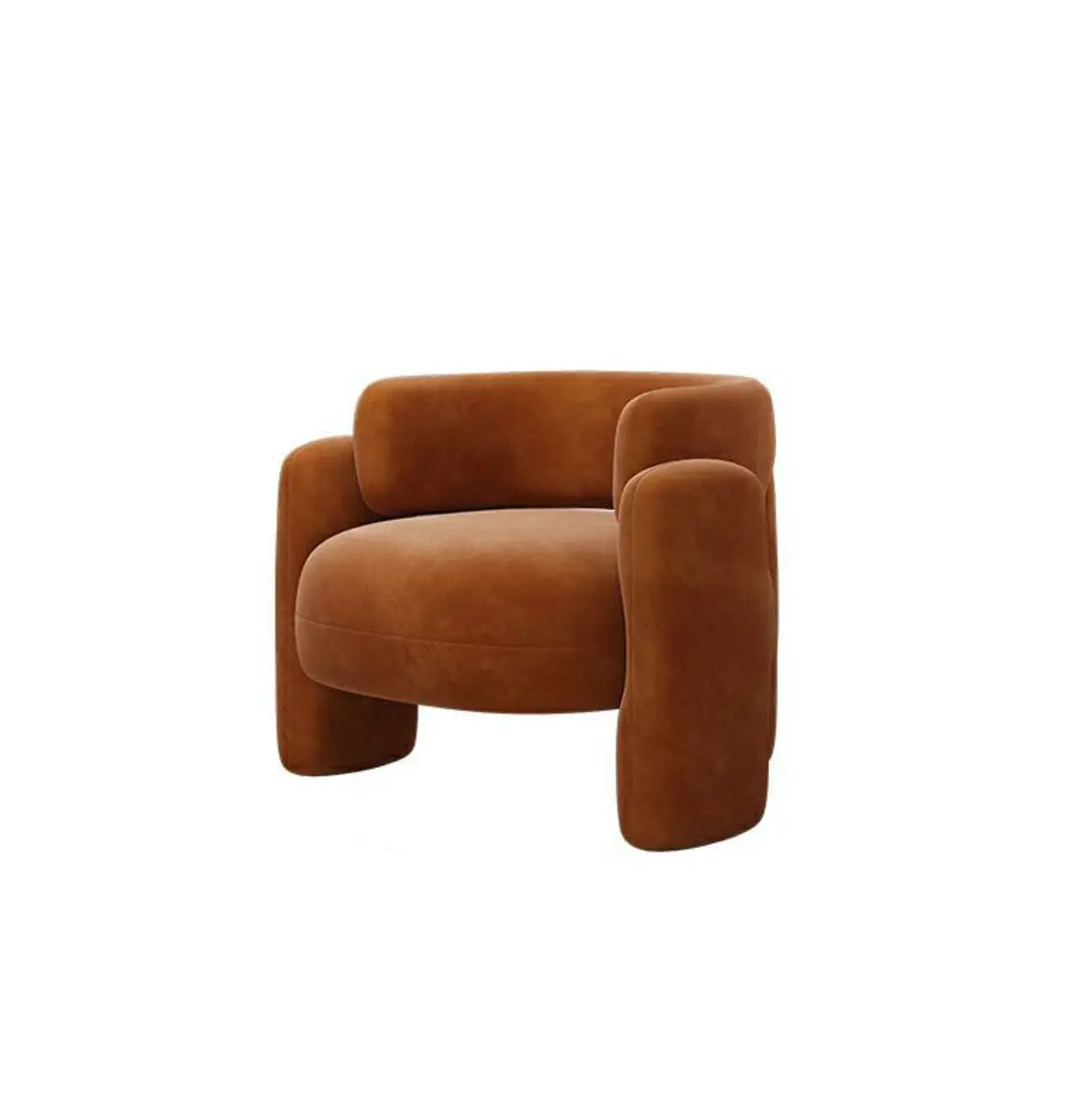 Beige Orange Frosted Velvet Fixed Back Arm Chair Image - 3
