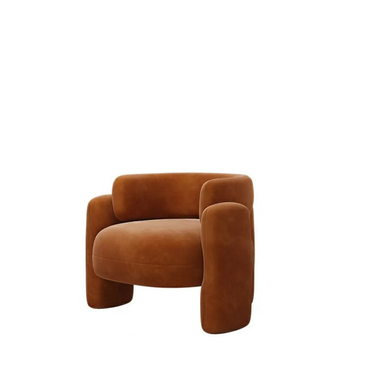Beige Orange Frosted Velvet Fixed Back Arm Chair Image - 7