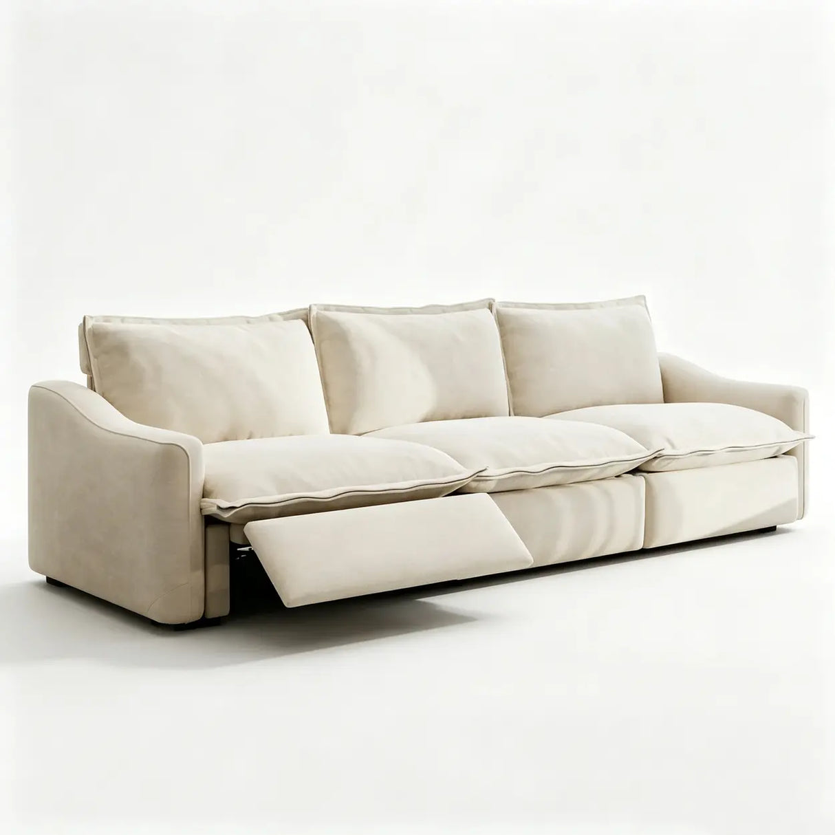 Beige Power Reclining Modular Sofa with Down & Memory Foam Image - 2