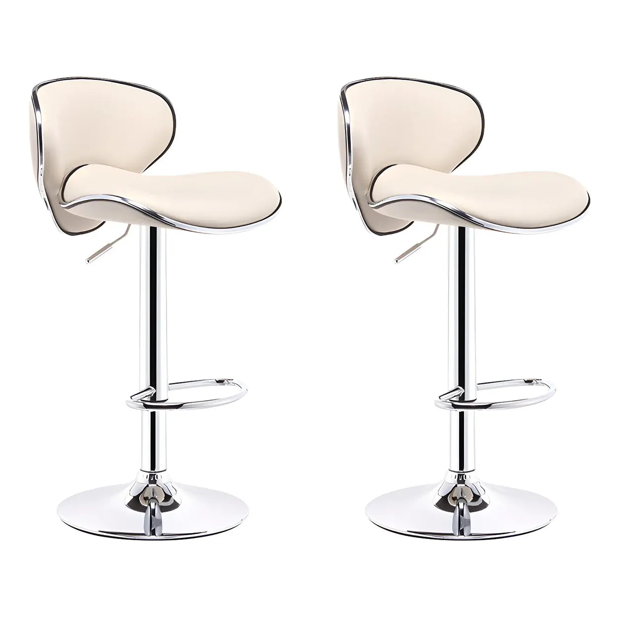 Beige Saddle Leather Adjustable Metal Swivel Bar Stool Image - 21