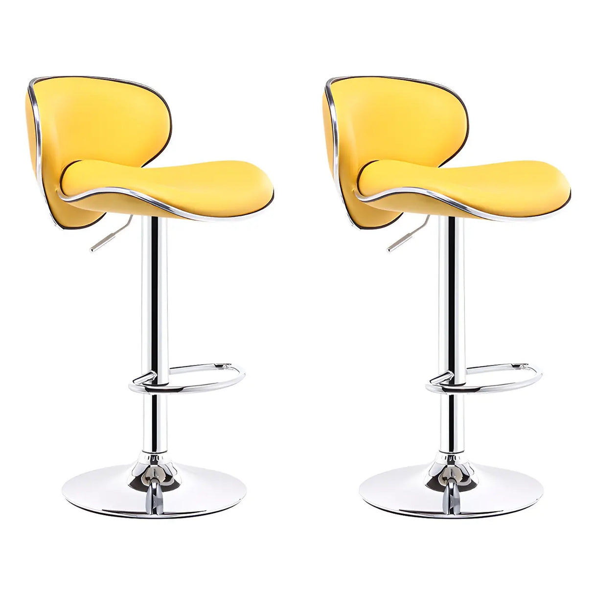 Beige Saddle Leather Adjustable Metal Swivel Bar Stool Image - 22