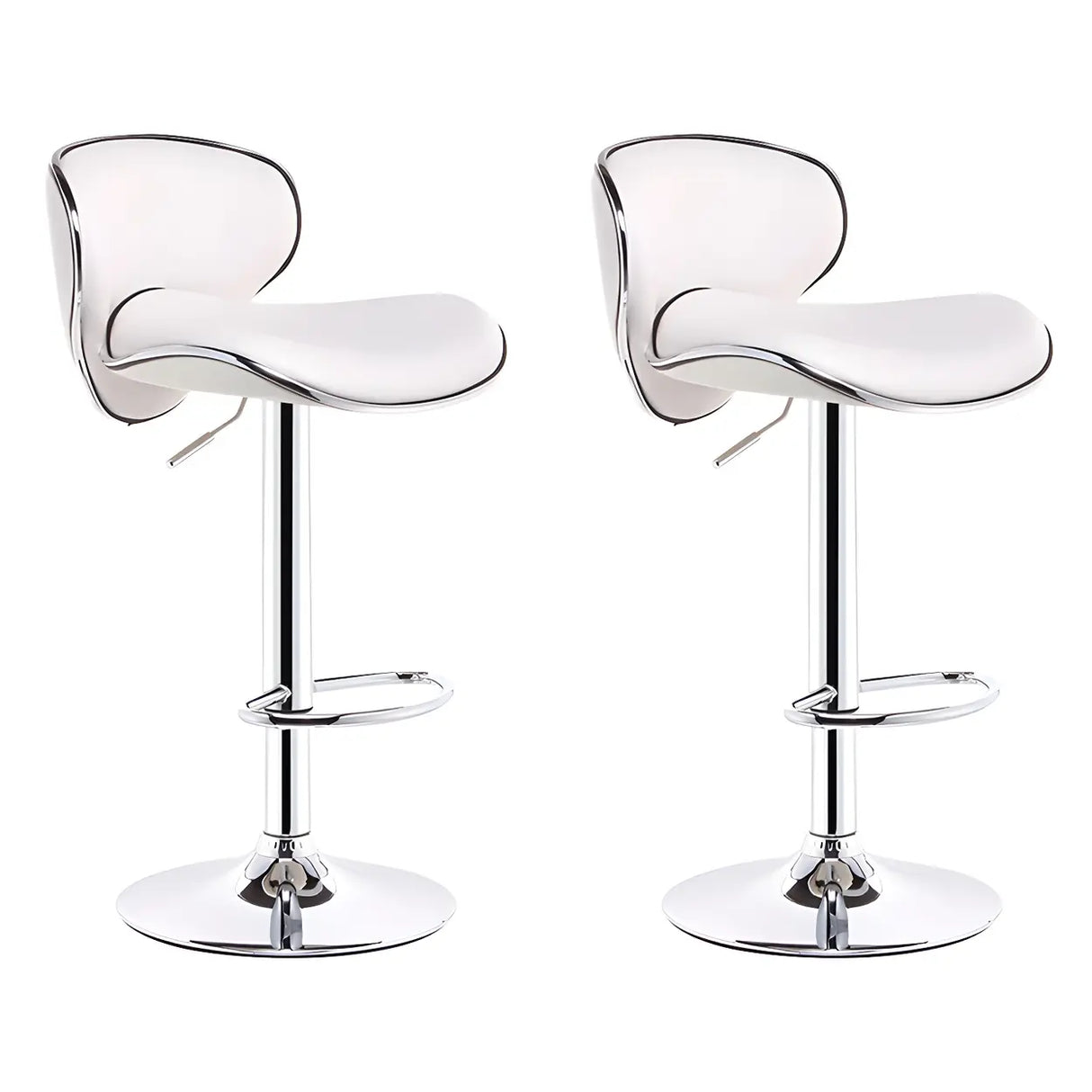 Beige Saddle Leather Adjustable Metal Swivel Bar Stool Image - 26