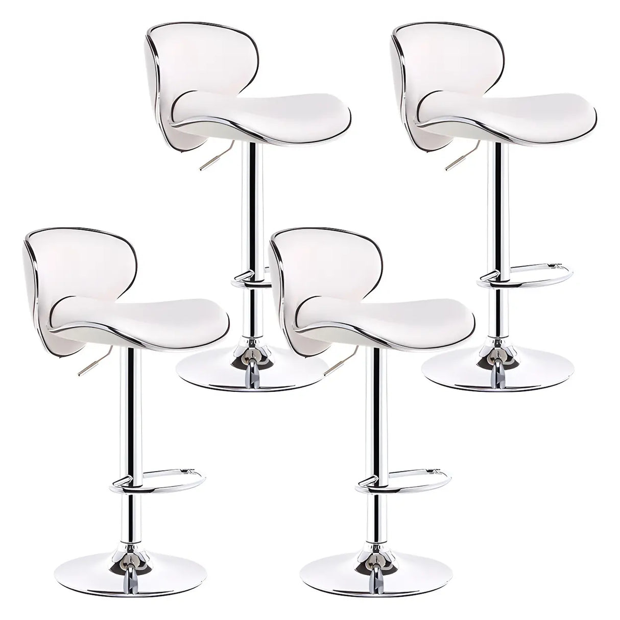 Beige Saddle Leather Adjustable Metal Swivel Bar Stool Image - 38