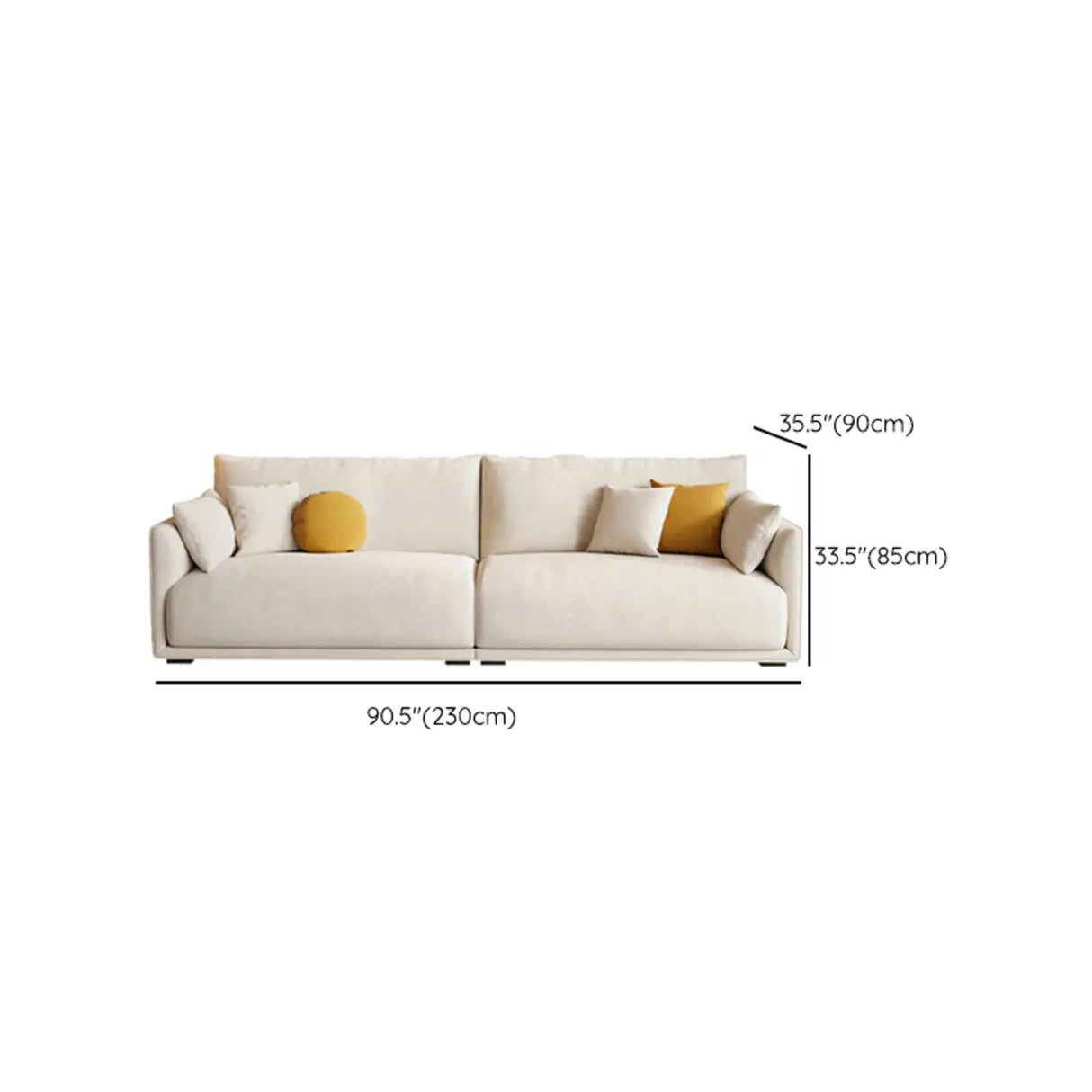 Beige Scratch Resistant Fabric Concealed Support Sofa Image - 12