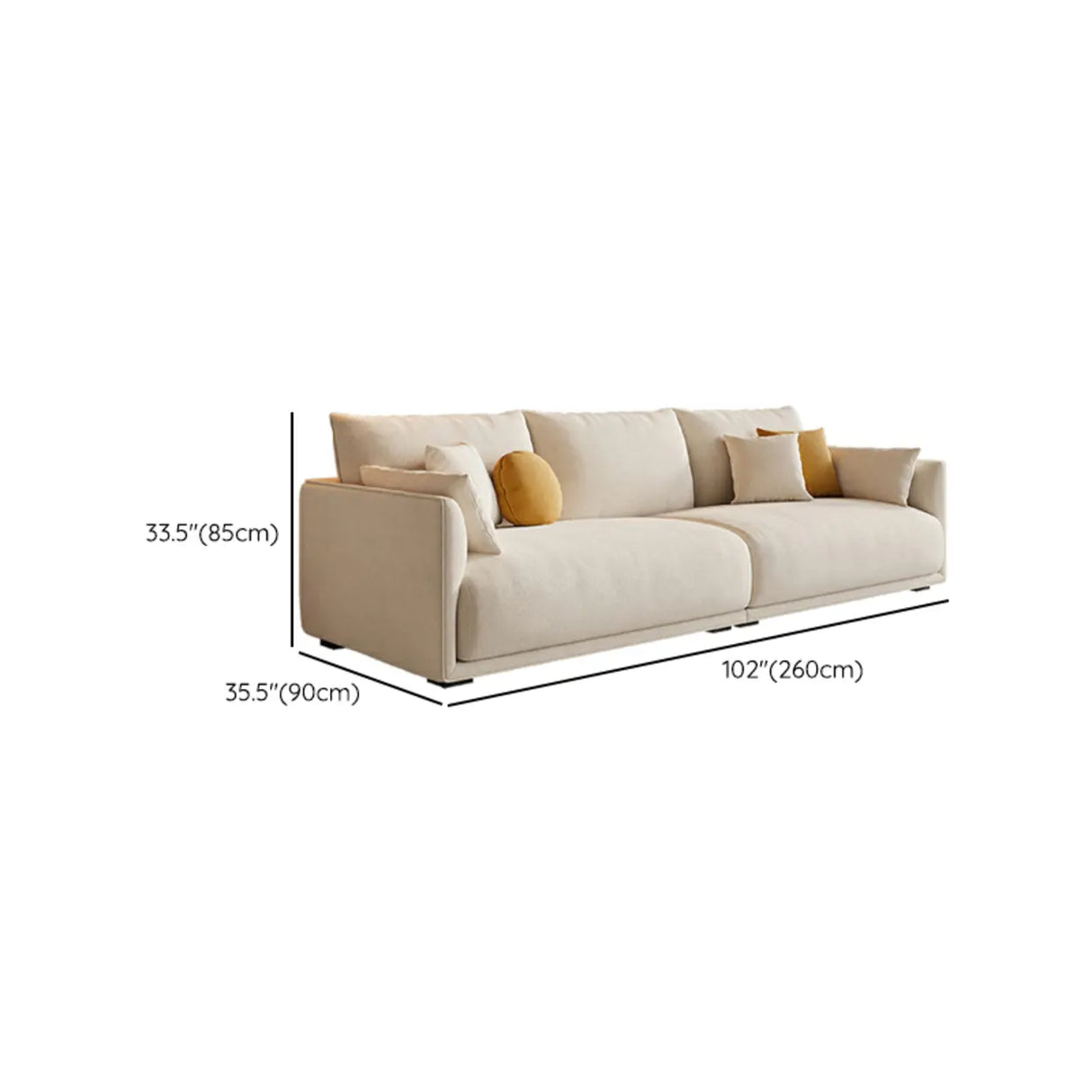 Beige Scratch Resistant Fabric Concealed Support Sofa Image - 13