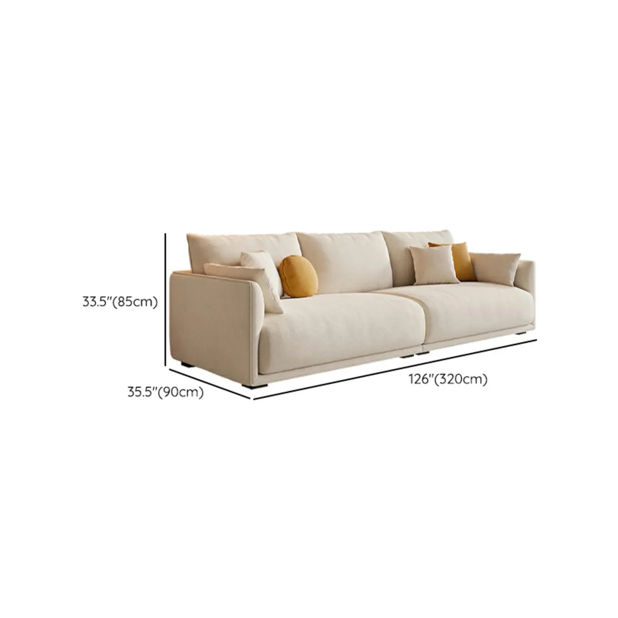 Beige Scratch Resistant Fabric Concealed Support Sofa Image - 15