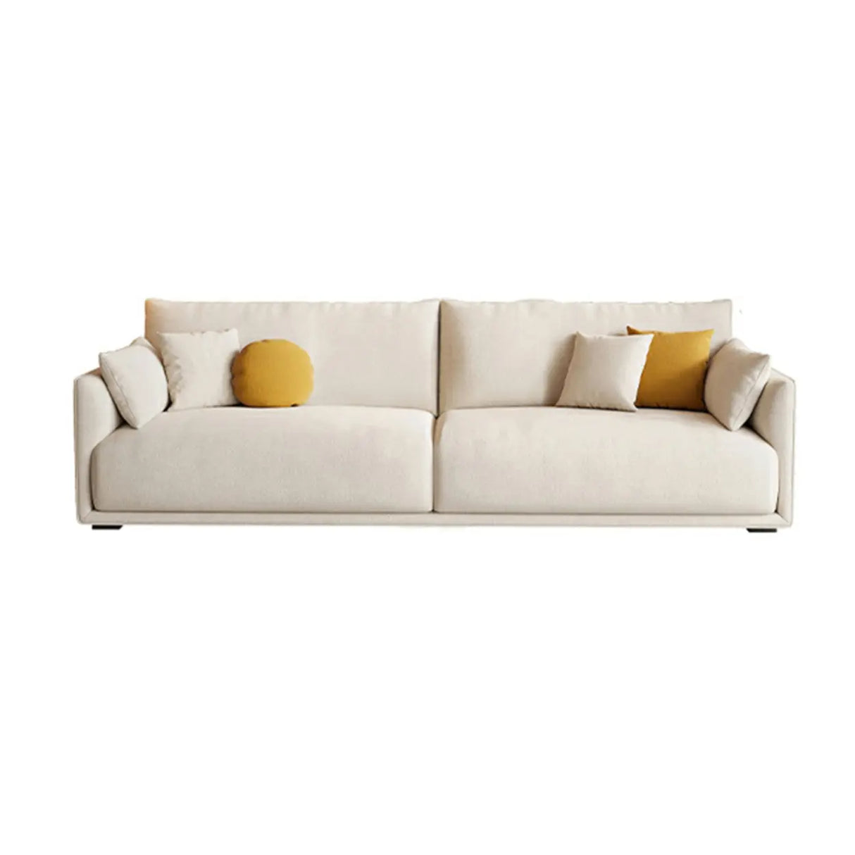 Beige Scratch Resistant Fabric Concealed Support Sofa Image - 2