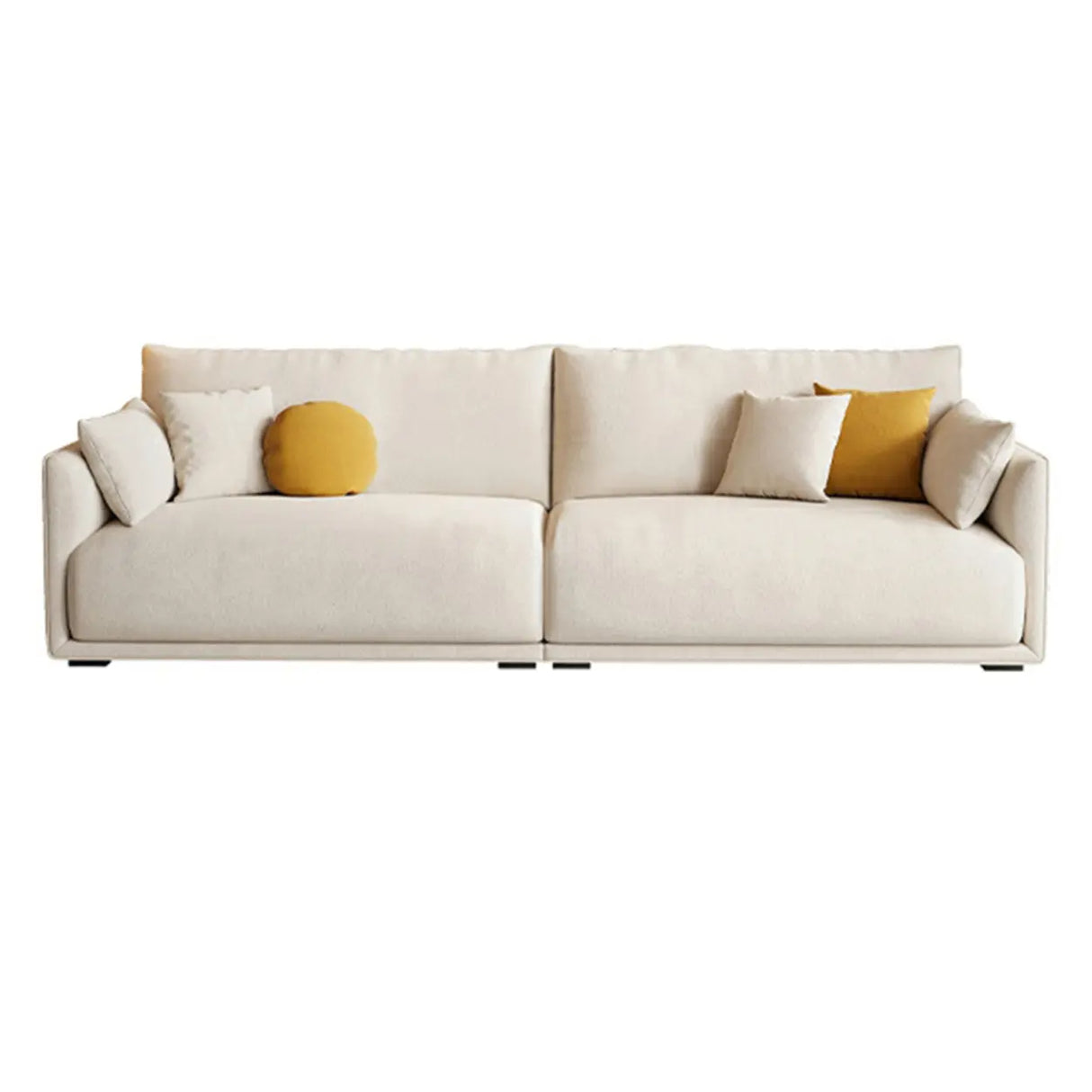 Beige Scratch Resistant Fabric Concealed Support Sofa Image - 3