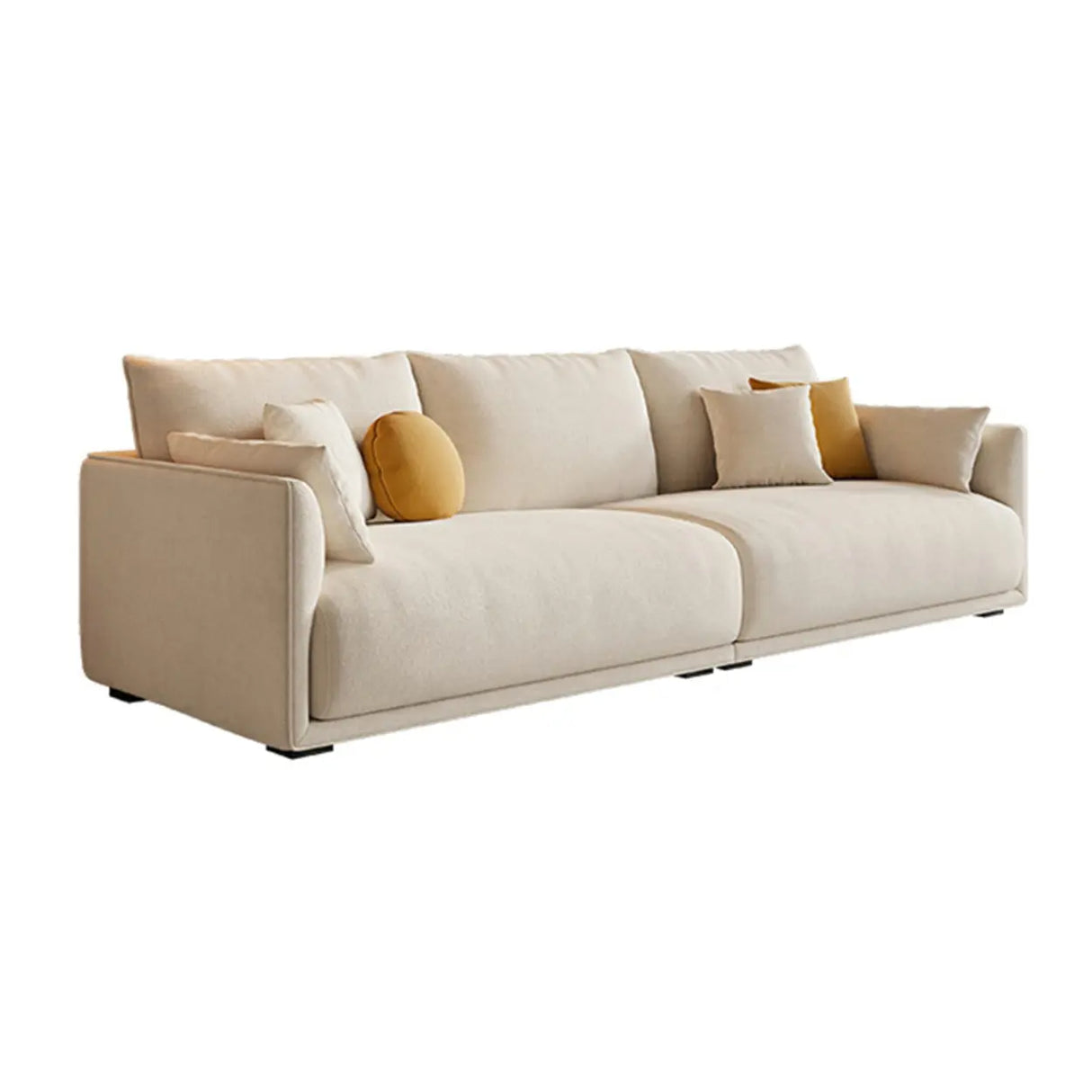 Beige Scratch Resistant Fabric Concealed Support Sofa Image - 5