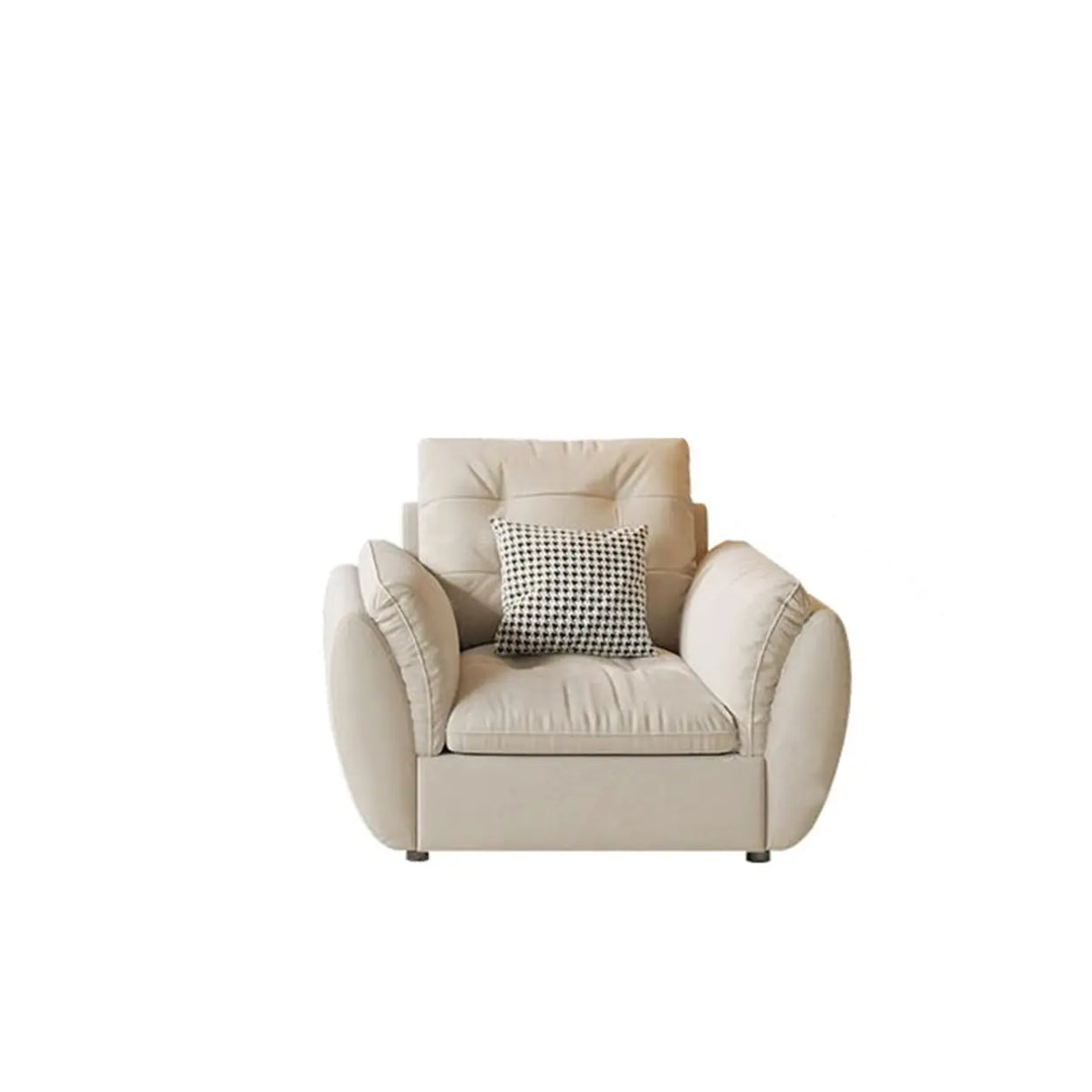 Beige Scratch Resistant Pillow Back Sofa with Ottoman Image - 17